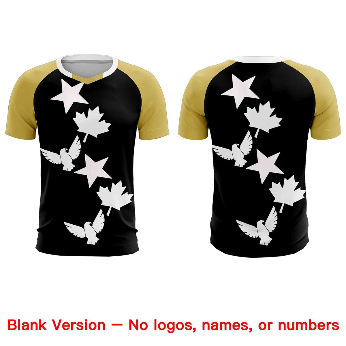 Custom Old Gold Black World Cup Inspired Quick-Drying Training Uniform Raglan Sleeve Soccer Sets Jersey