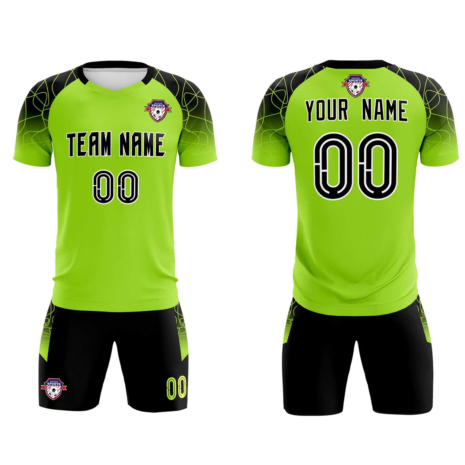 Custom Neon Green Classic Soccer Training Sets Jersey For Adults/Kids