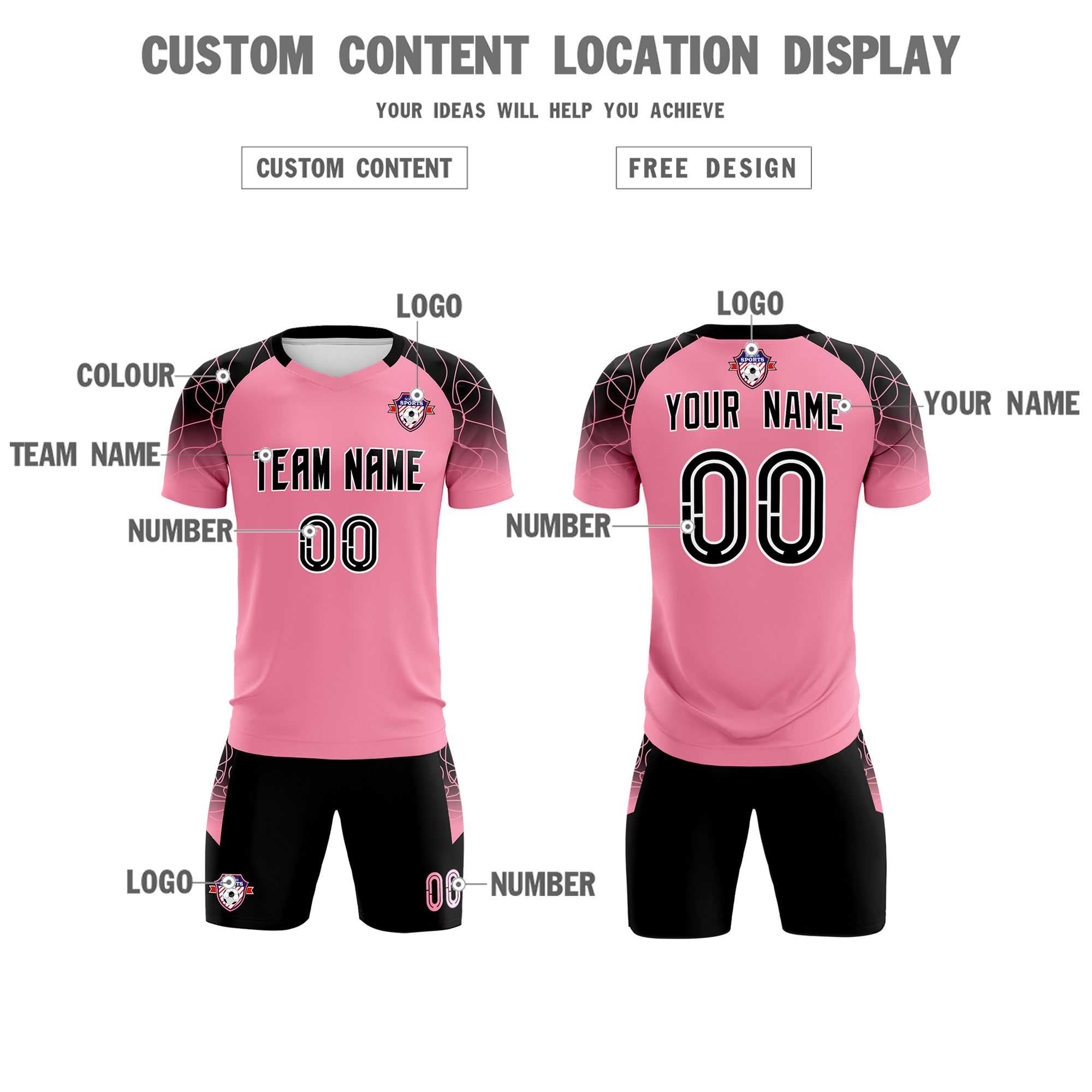 Custom Light Pink Classic Soccer Training Sets Jersey For Adults/Kids