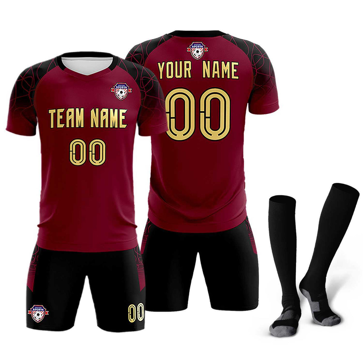 Custom Crimson Classic Soccer Training Sets Jersey For Adults/Kids
