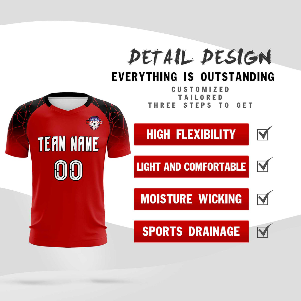 Custom Red Classic Soccer Training Sets Jersey For Adults/Kids