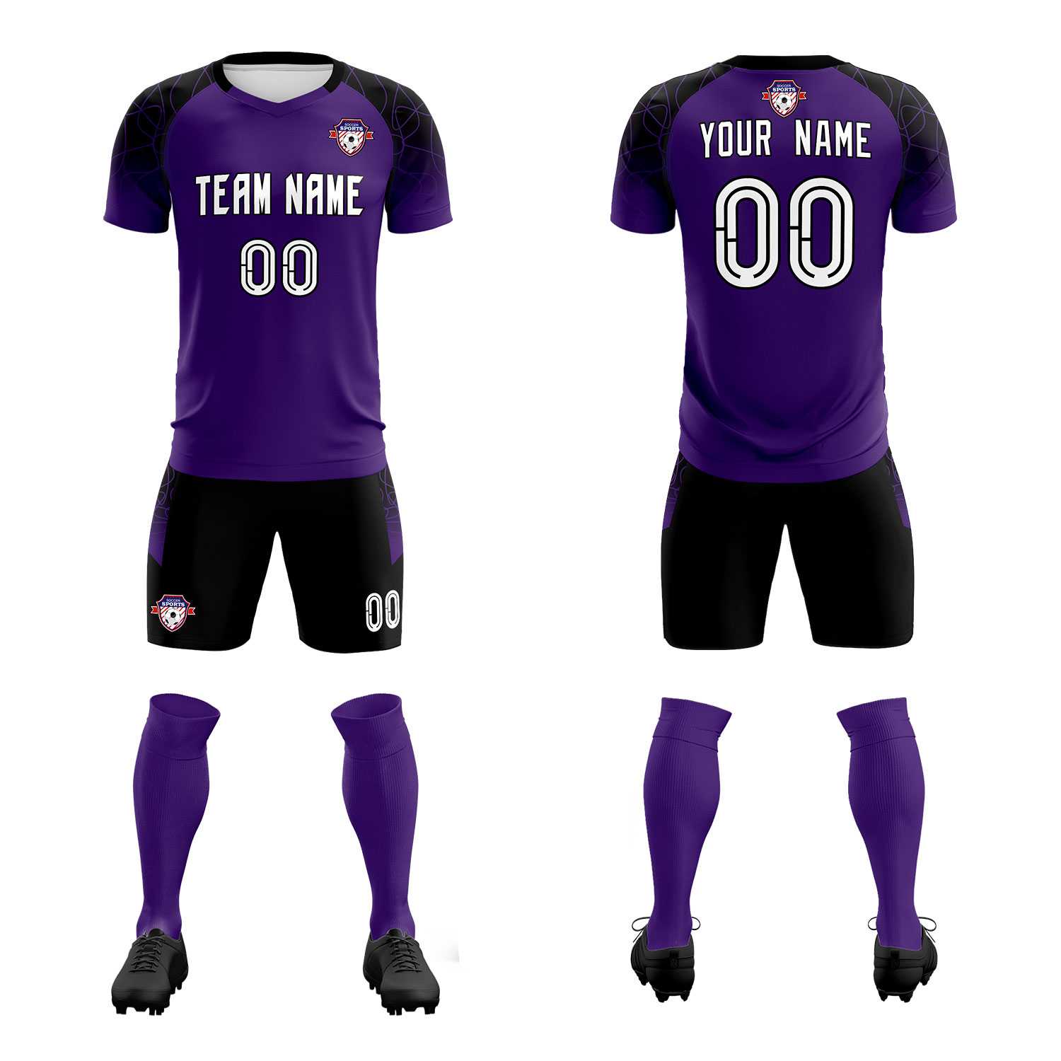 Custom Purple Classic Soccer Training Sets Jersey For Adults/Kids