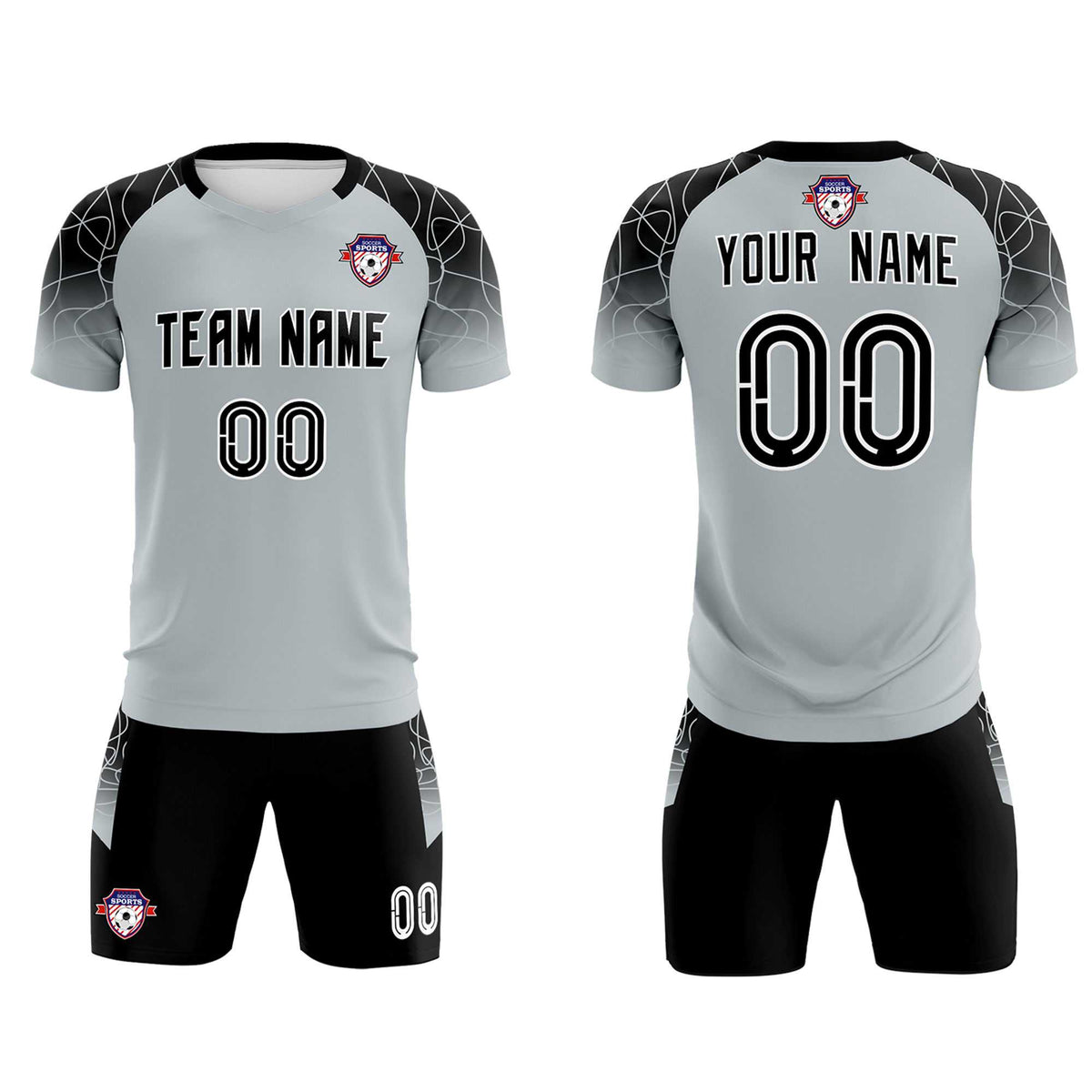 Custom Silver Classic Soccer Training Sets Jersey For Adults/Kids