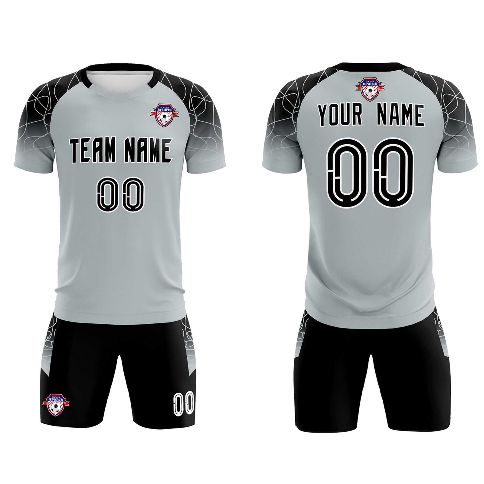 Custom Silver Classic Soccer Training Sets Jersey For Adults/Kids