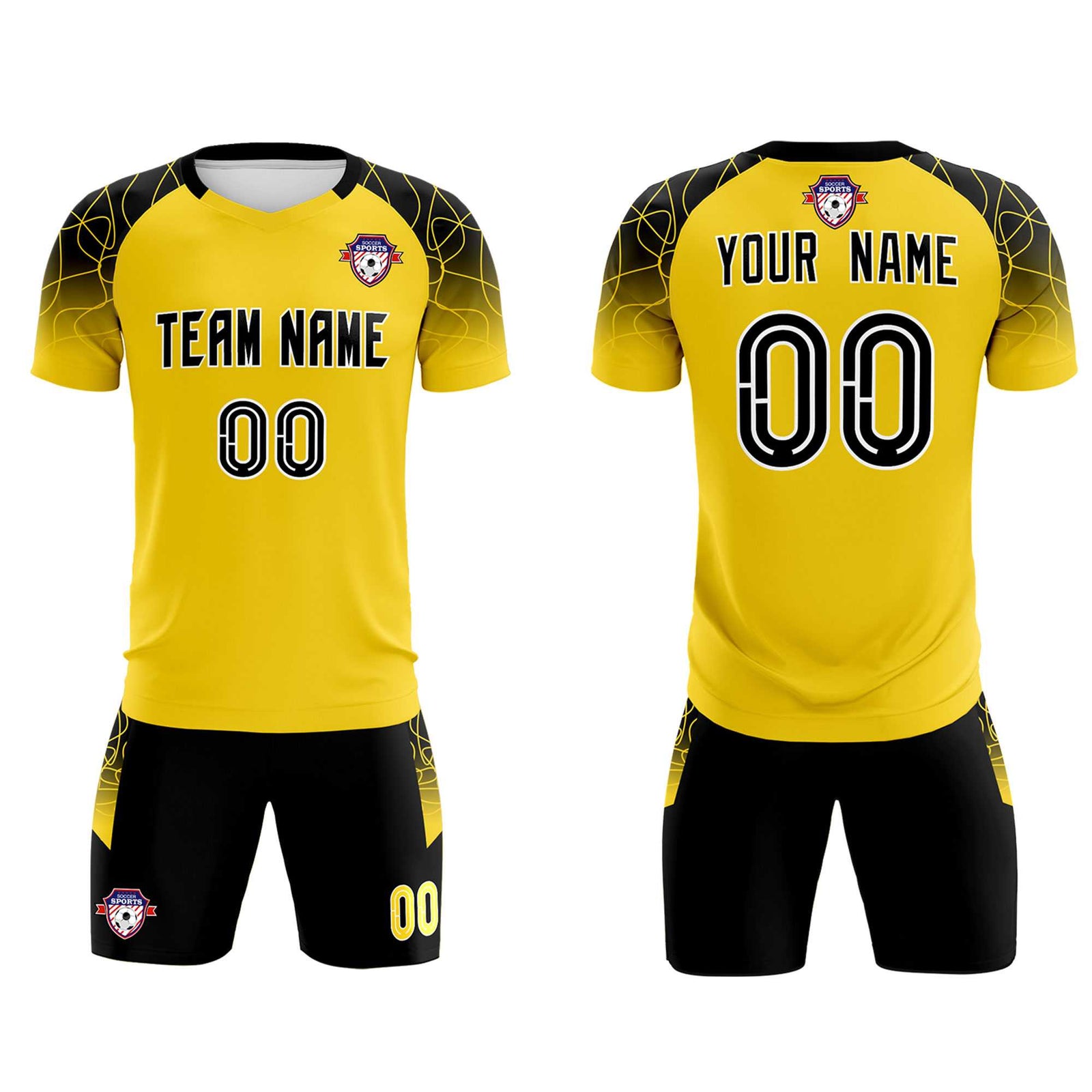Custom Gold Classic Soccer Training Sets Jersey For Adults/Kids