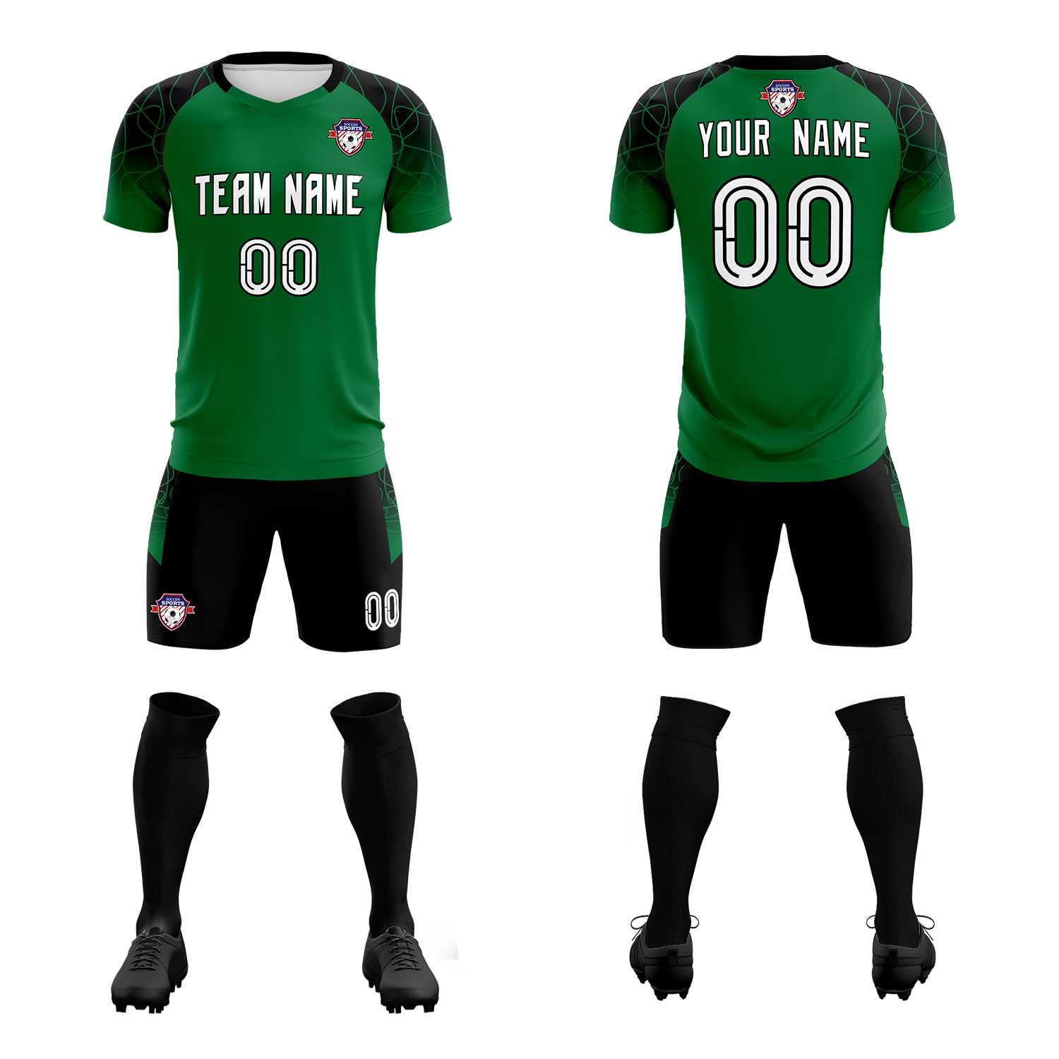 Custom Kelly Green Classic Soccer Training Sets Jersey For Adults/Kids