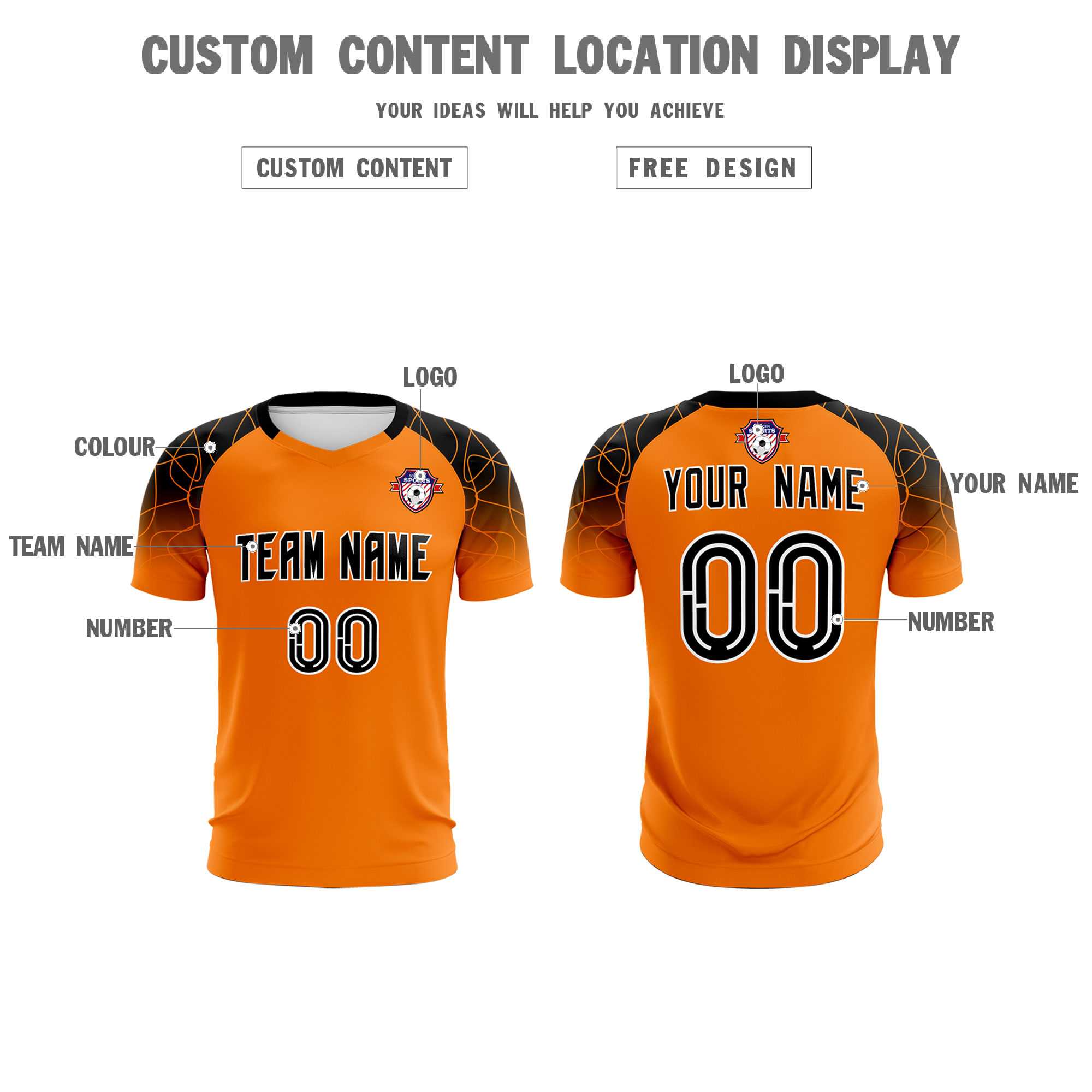 Custom Orange Classic Soccer Training Sets Jersey For Adults/Kids