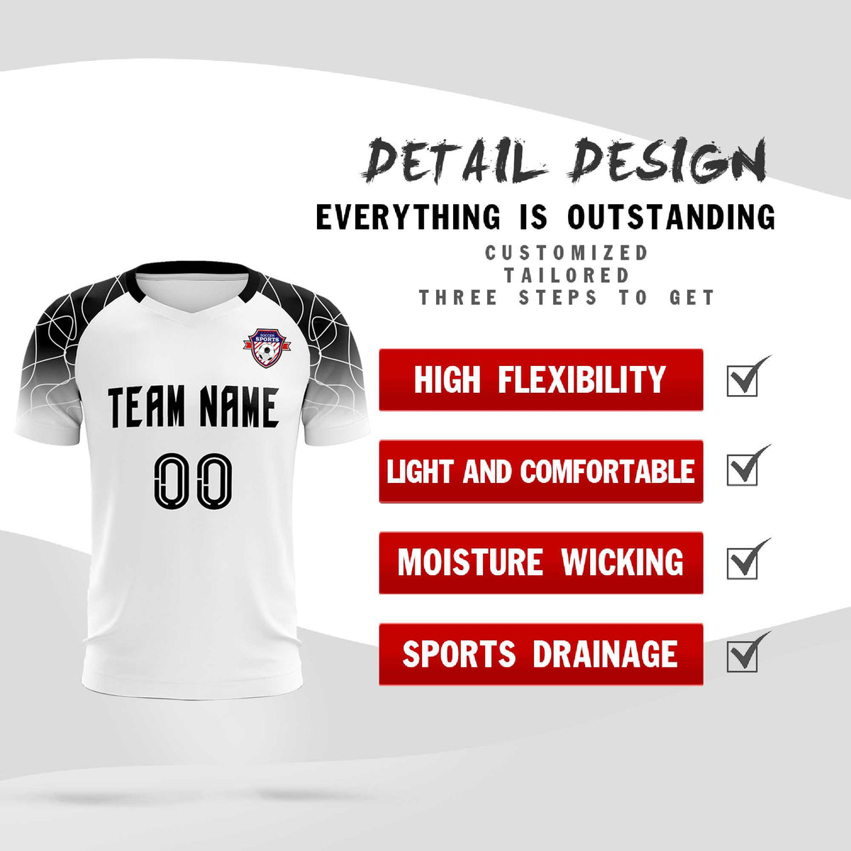 Custom White Classic Soccer Training Sets Jersey For Adults/Kids