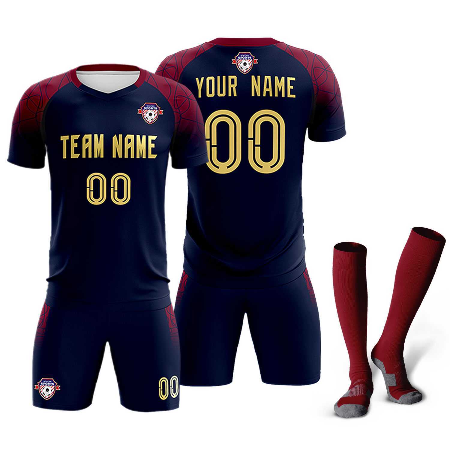 Custom Navy Classic Soccer Training Sets Jersey For Adults/Kids
