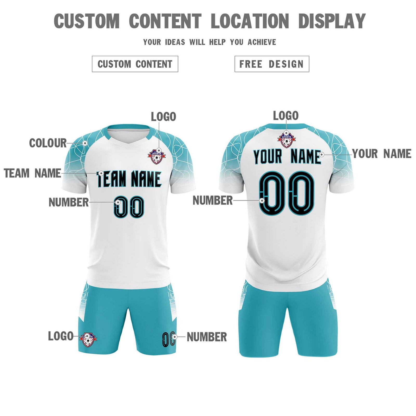Custom White Classic Soccer Training Sets Jersey For Adults/Kids