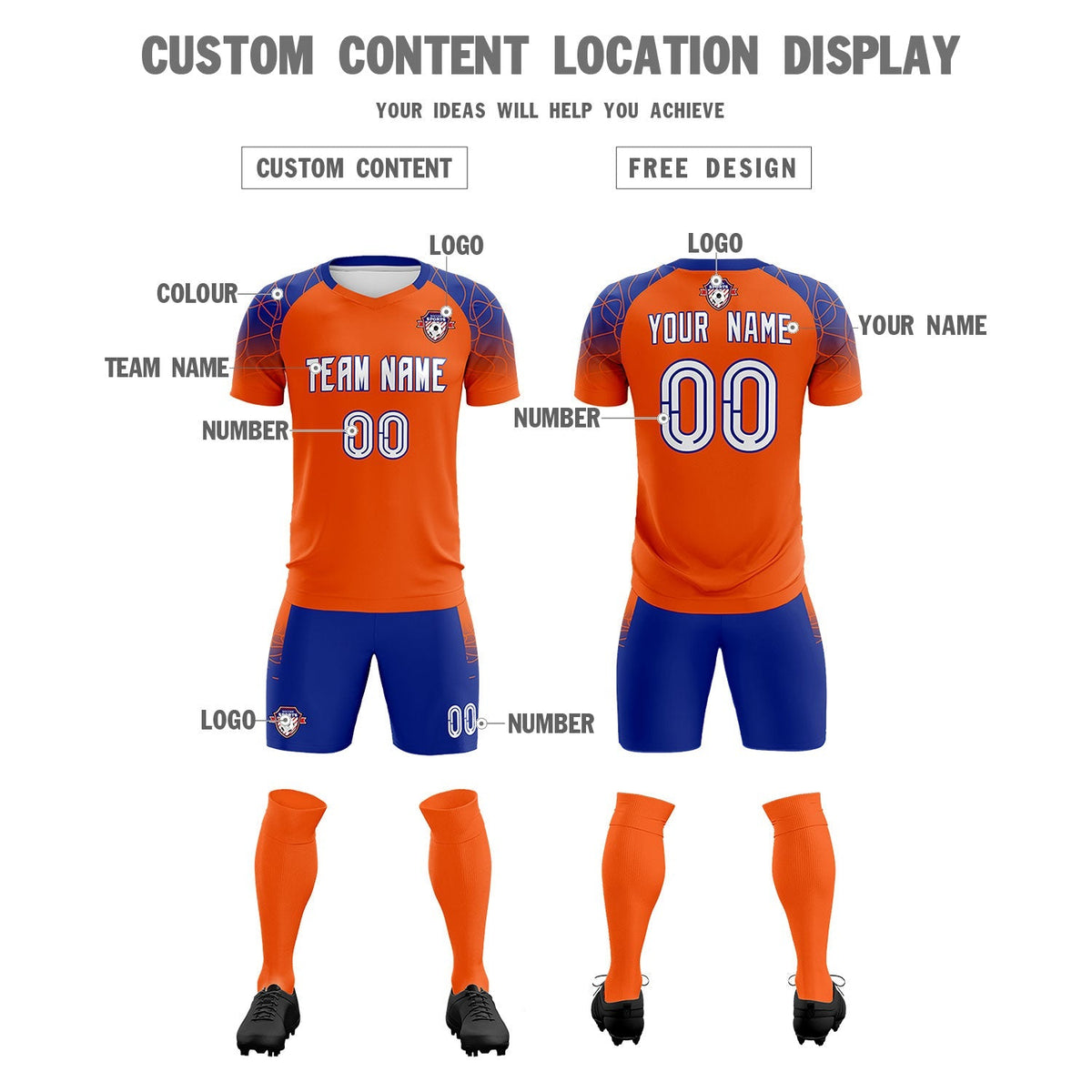 Custom Orange Classic Soccer Training Sets Jersey For Adults/Kids