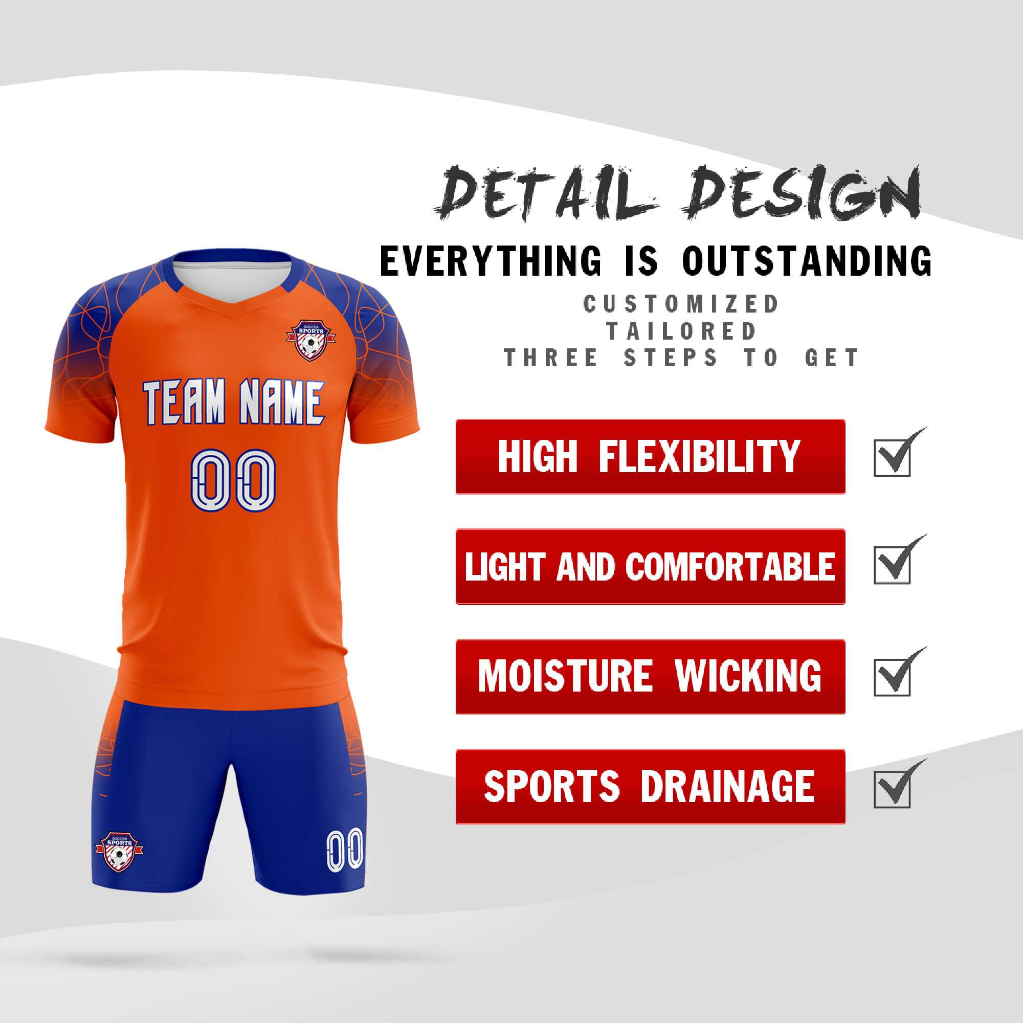Custom Orange Classic Soccer Training Sets Jersey For Adults/Kids