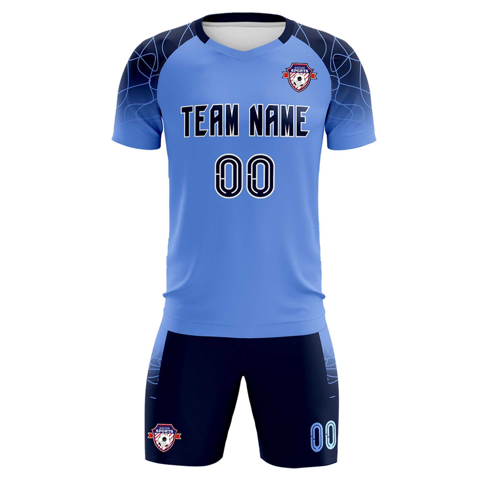 Custom Light Blue Classic Soccer Training Sets Jersey For Adults/Kids