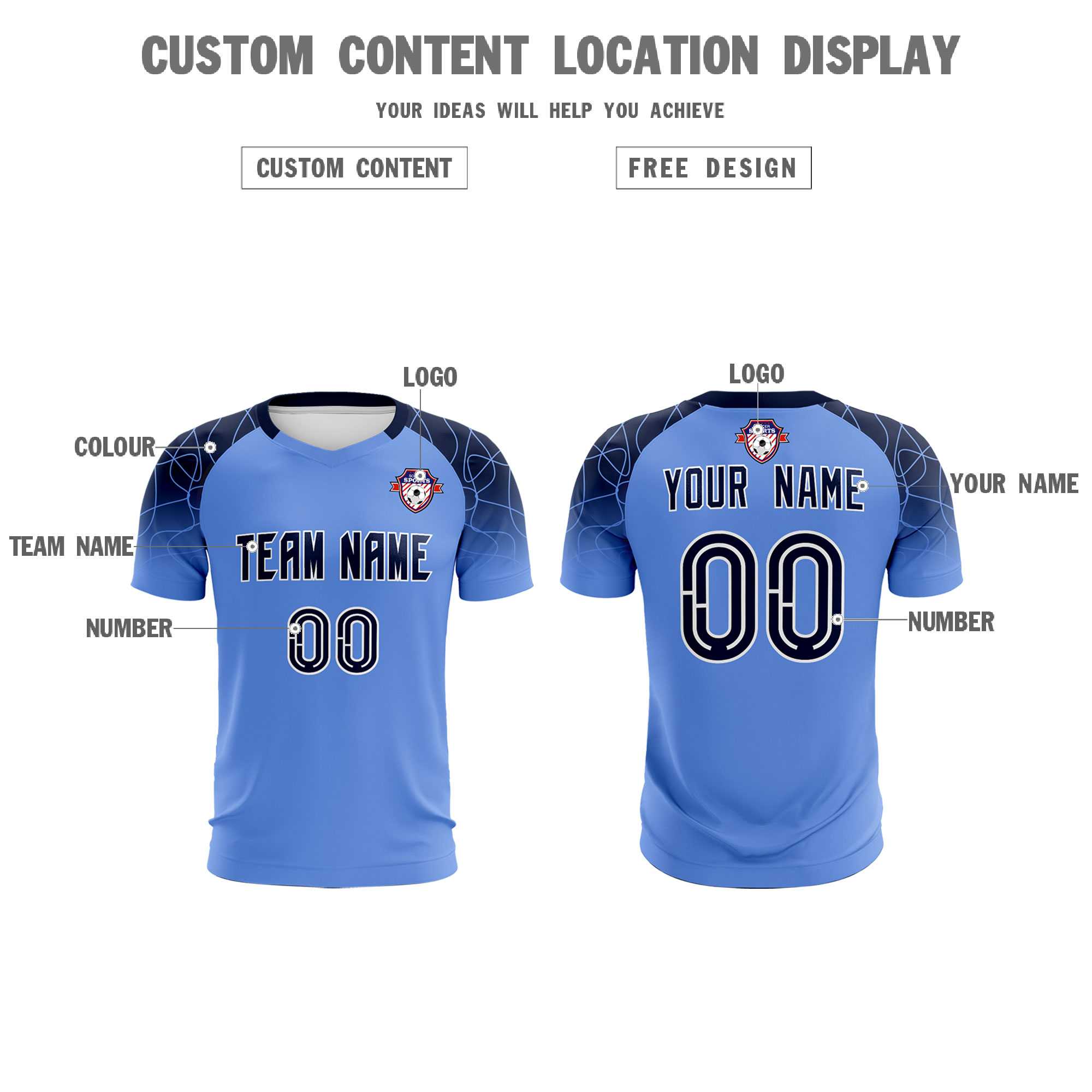 Custom Light Blue Classic Soccer Training Sets Jersey For Adults/Kids