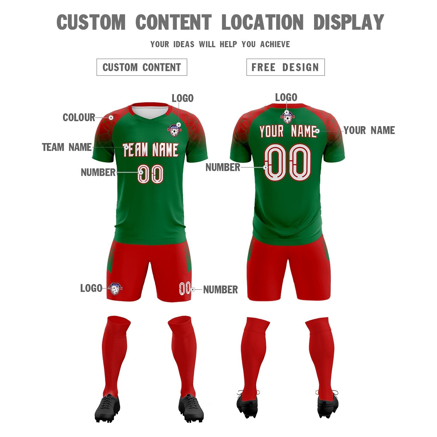 Custom Kelly Green Classic Soccer Training Sets Jersey For Adults/Kids