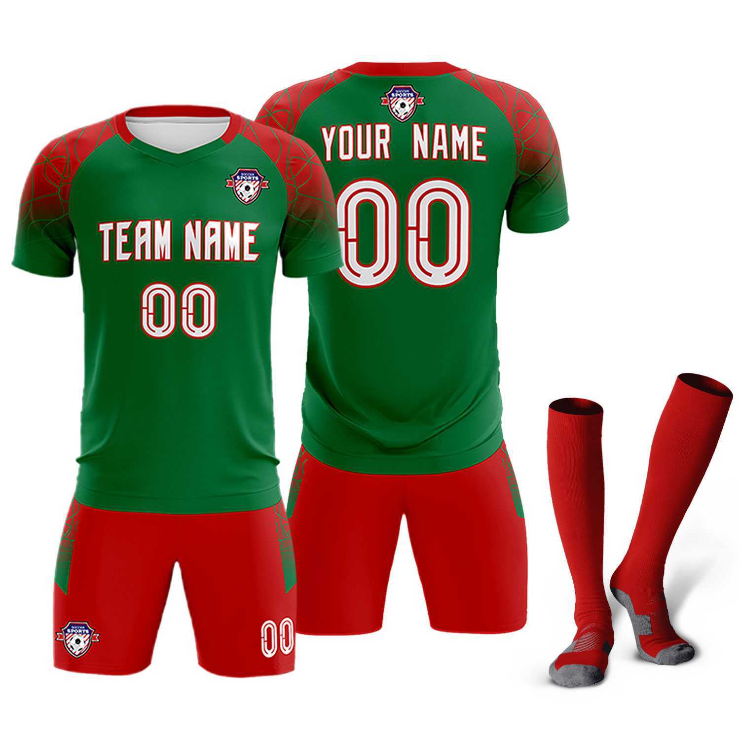 Custom Kelly Green Classic Soccer Training Sets Jersey For Adults/Kids