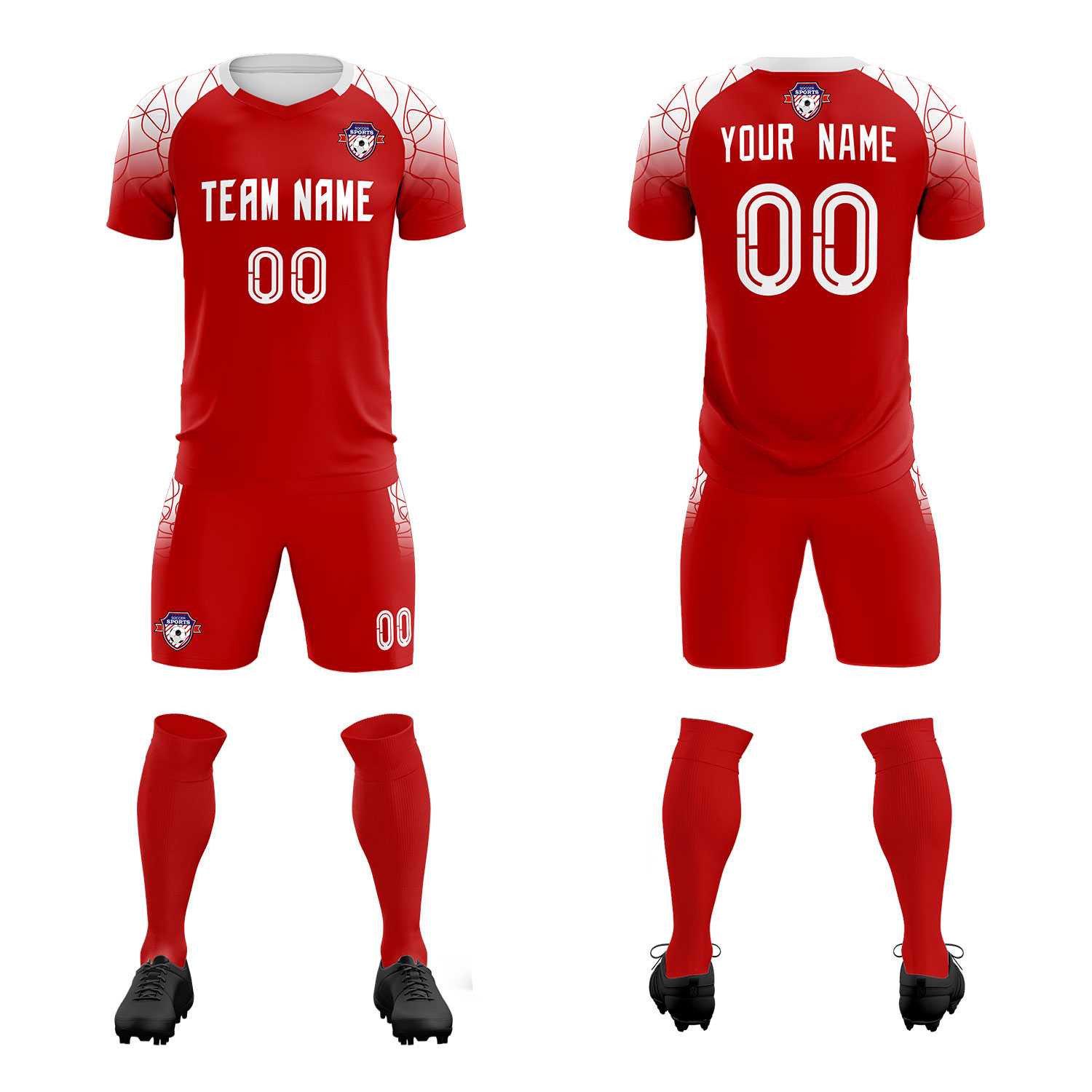 Custom Red Classic Soccer Training Sets Jersey For Adults/Kids