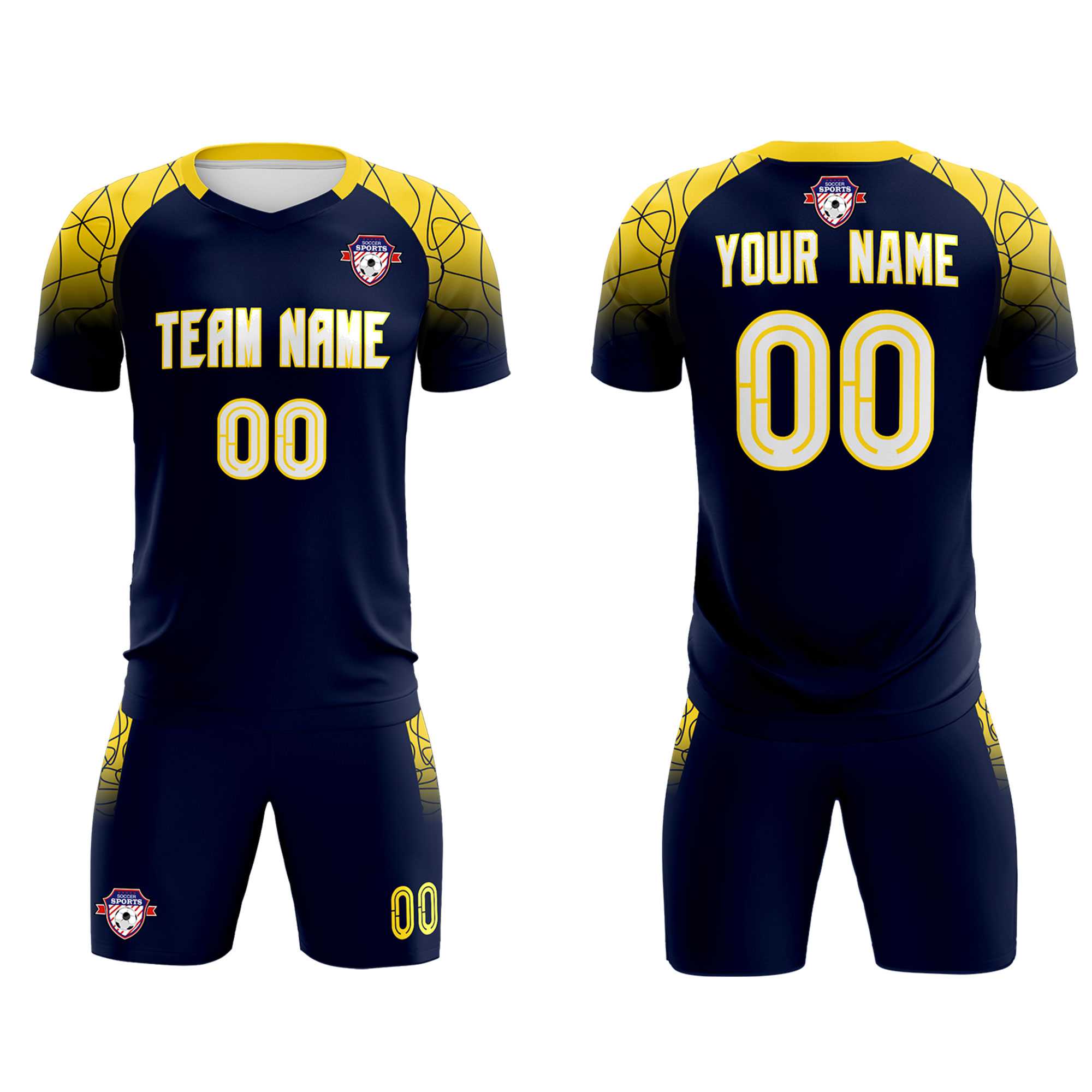 Custom Navy Classic Soccer Training Sets Jersey For Adults/Kids