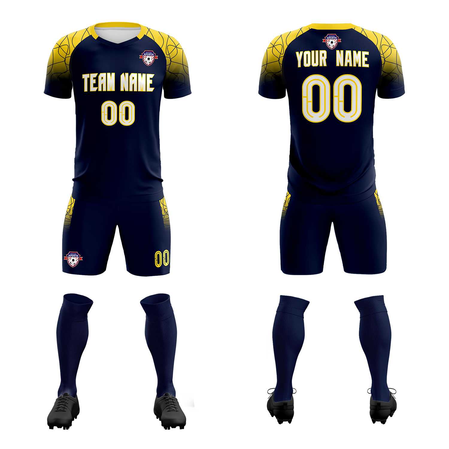 Custom Navy Classic Soccer Training Sets Jersey For Adults/Kids