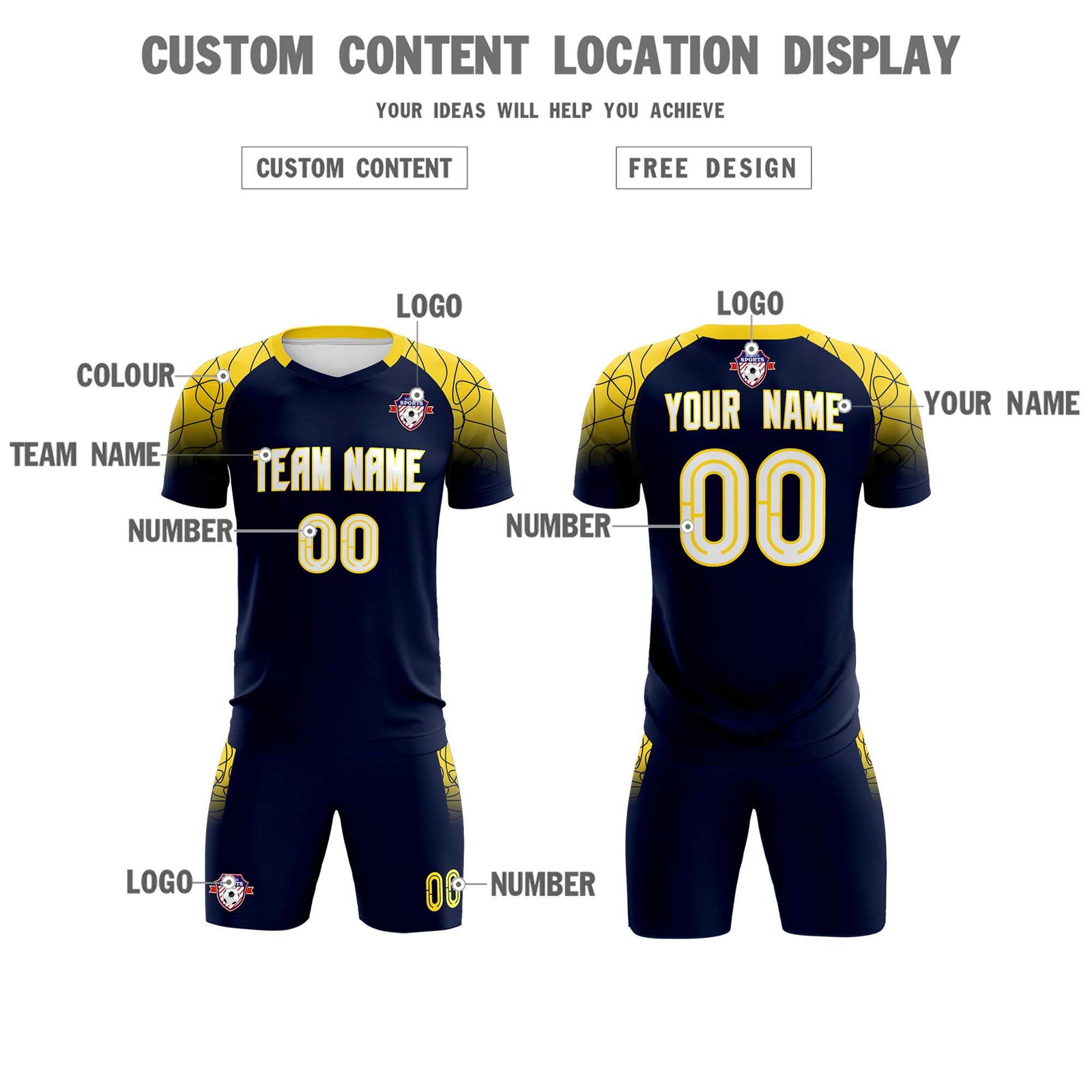 Custom Navy Classic Soccer Training Sets Jersey For Adults/Kids