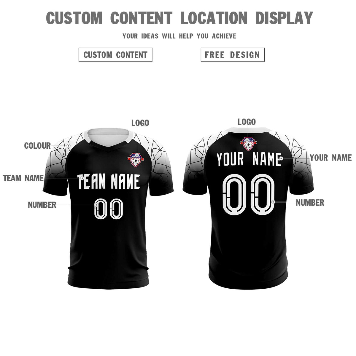 Custom Black Classic Soccer Training Sets Jersey For Adults/Kids