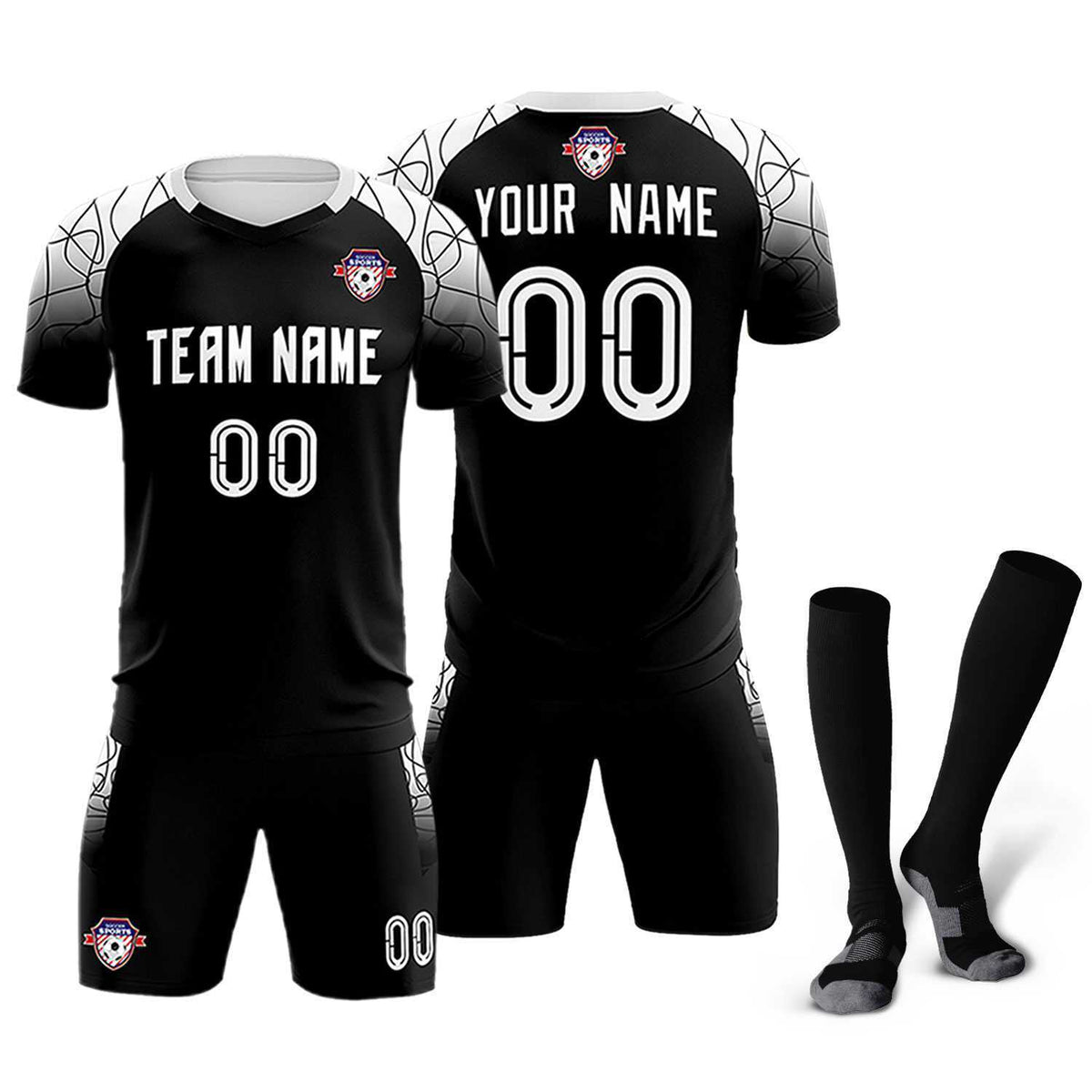 Custom Black Classic Soccer Training Sets Jersey For Adults/Kids