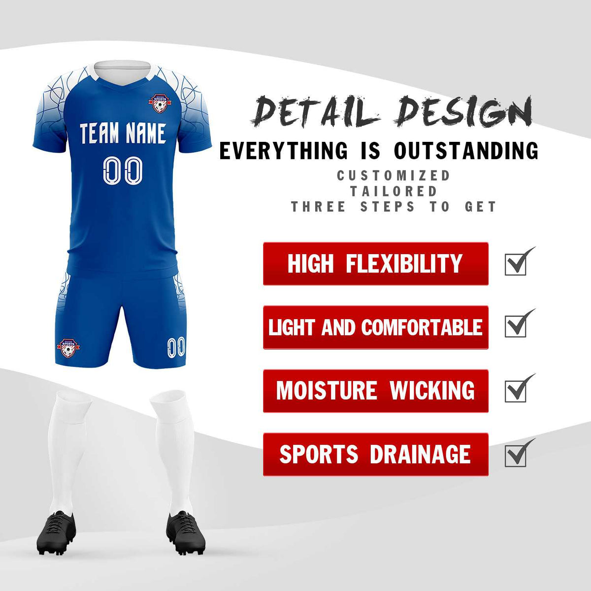 Custom Navy Classic Soccer Training Sets Jersey For Adults/Kids