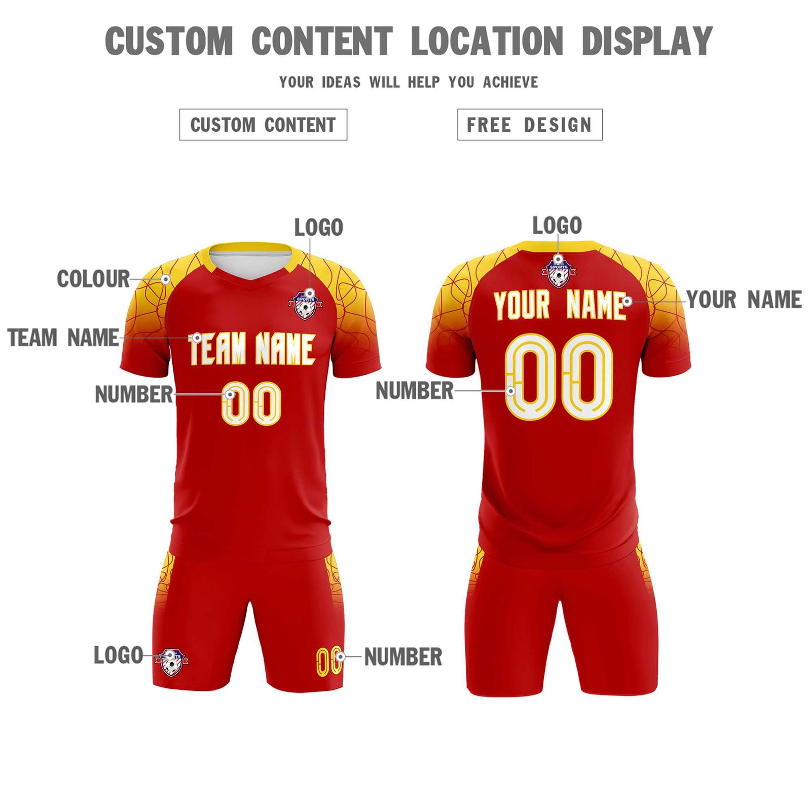Custom Red Classic Soccer Training Sets Jersey For Adults/Kids