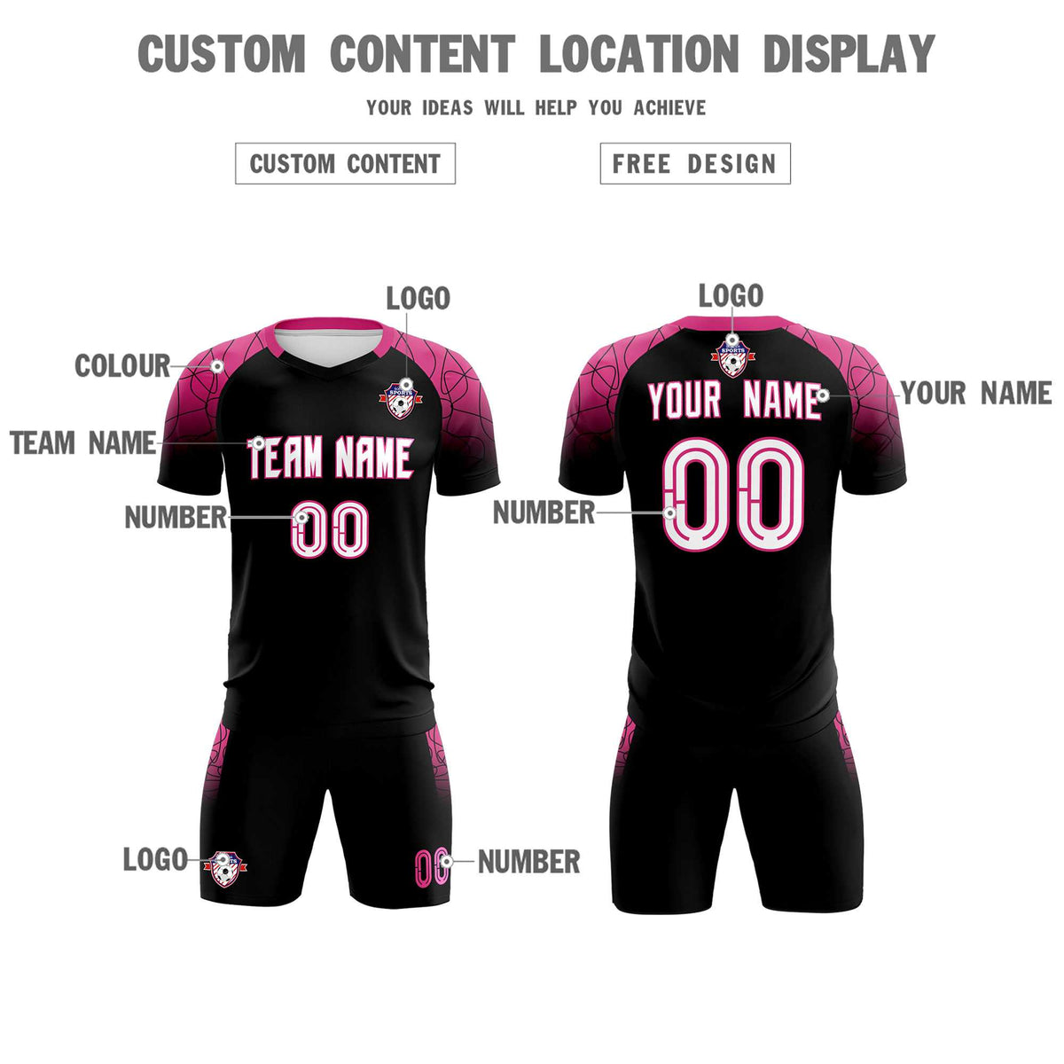 Custom Black Classic Soccer Training Sets Jersey For Adults/Kids