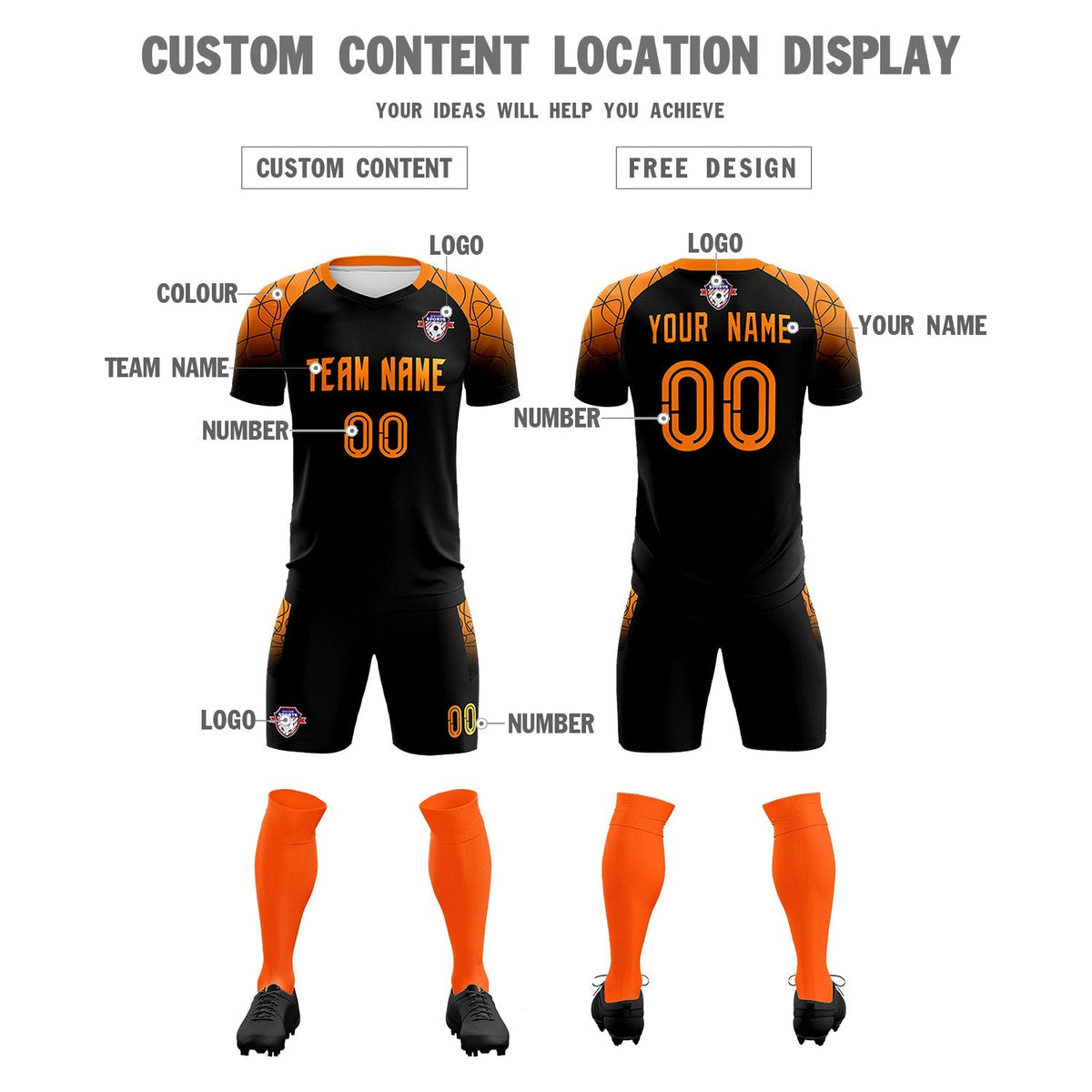 Custom Black Classic Soccer Training Sets Jersey For Adults/Kids