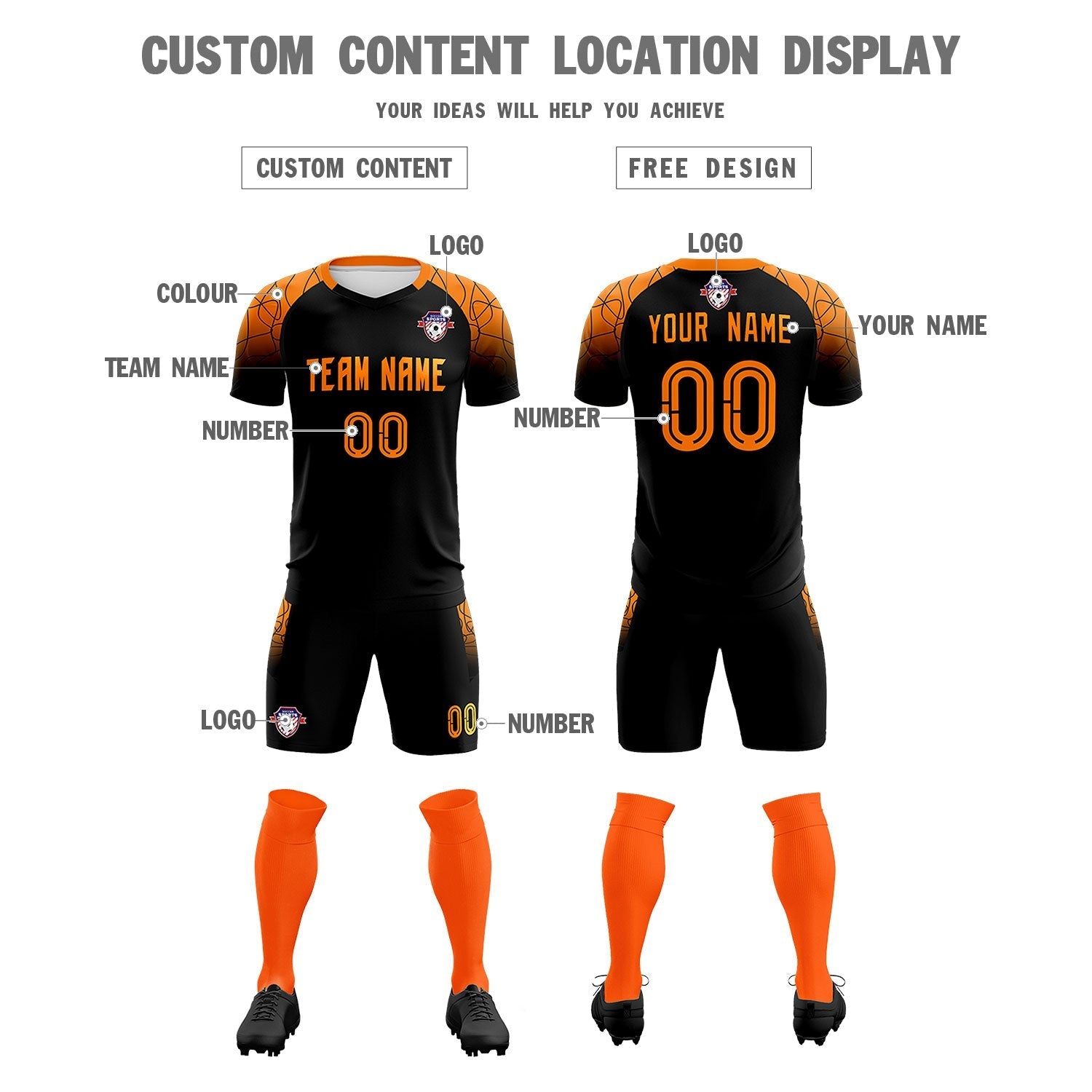 Custom Black Classic Soccer Training Sets Jersey For Adults/Kids