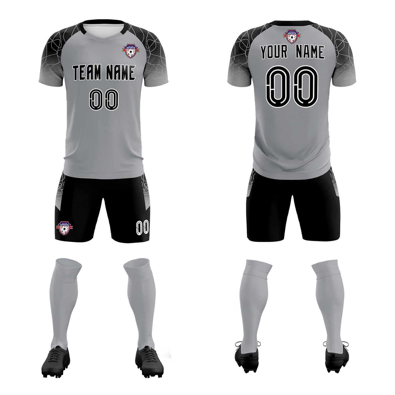 Custom Silver Classic Soccer Training Sets Jersey For Adults/Kids