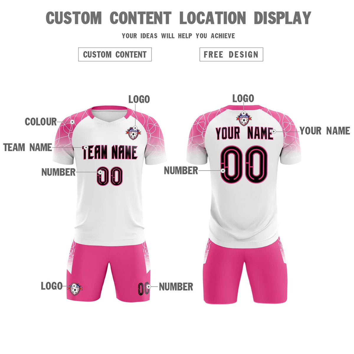 Custom White Classic Soccer Training Sets Jersey For Adults/Kids