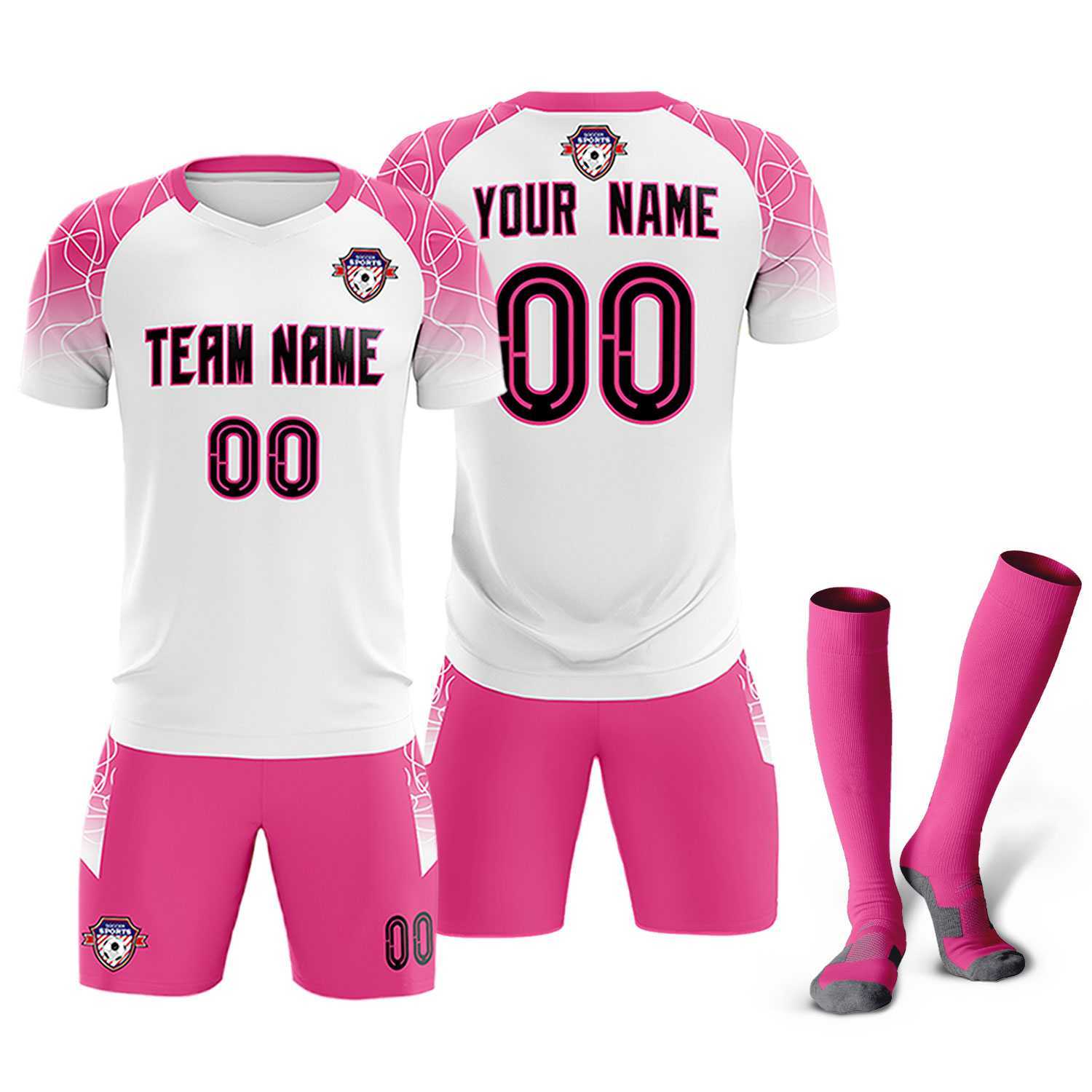 Custom White Classic Soccer Training Sets Jersey For Adults/Kids