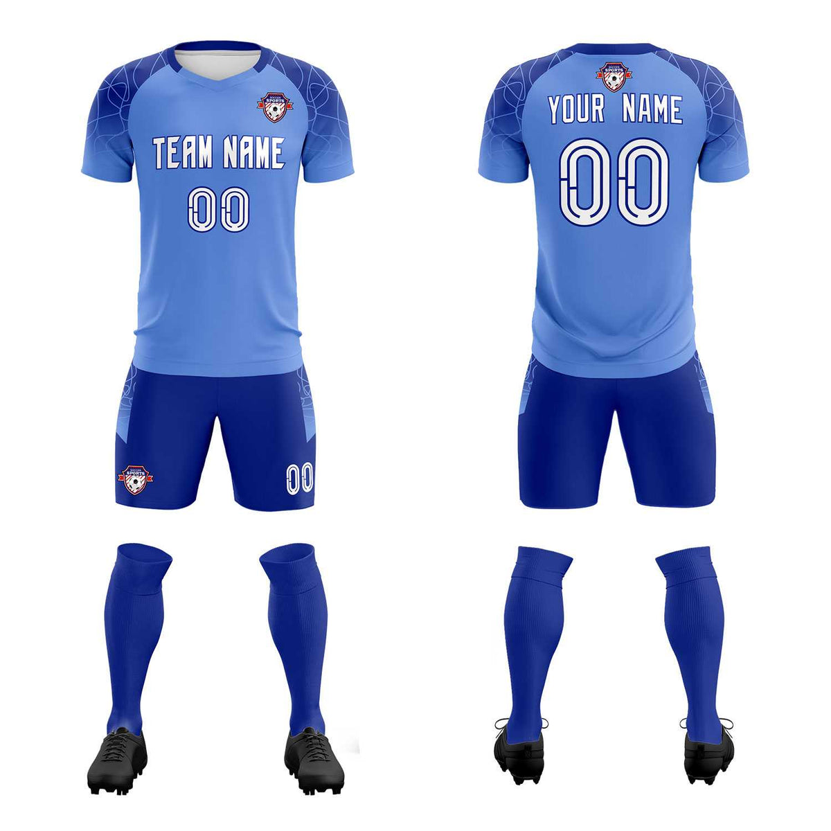 Custom Light Blue Classic Soccer Training Sets Jersey For Adults/Kids