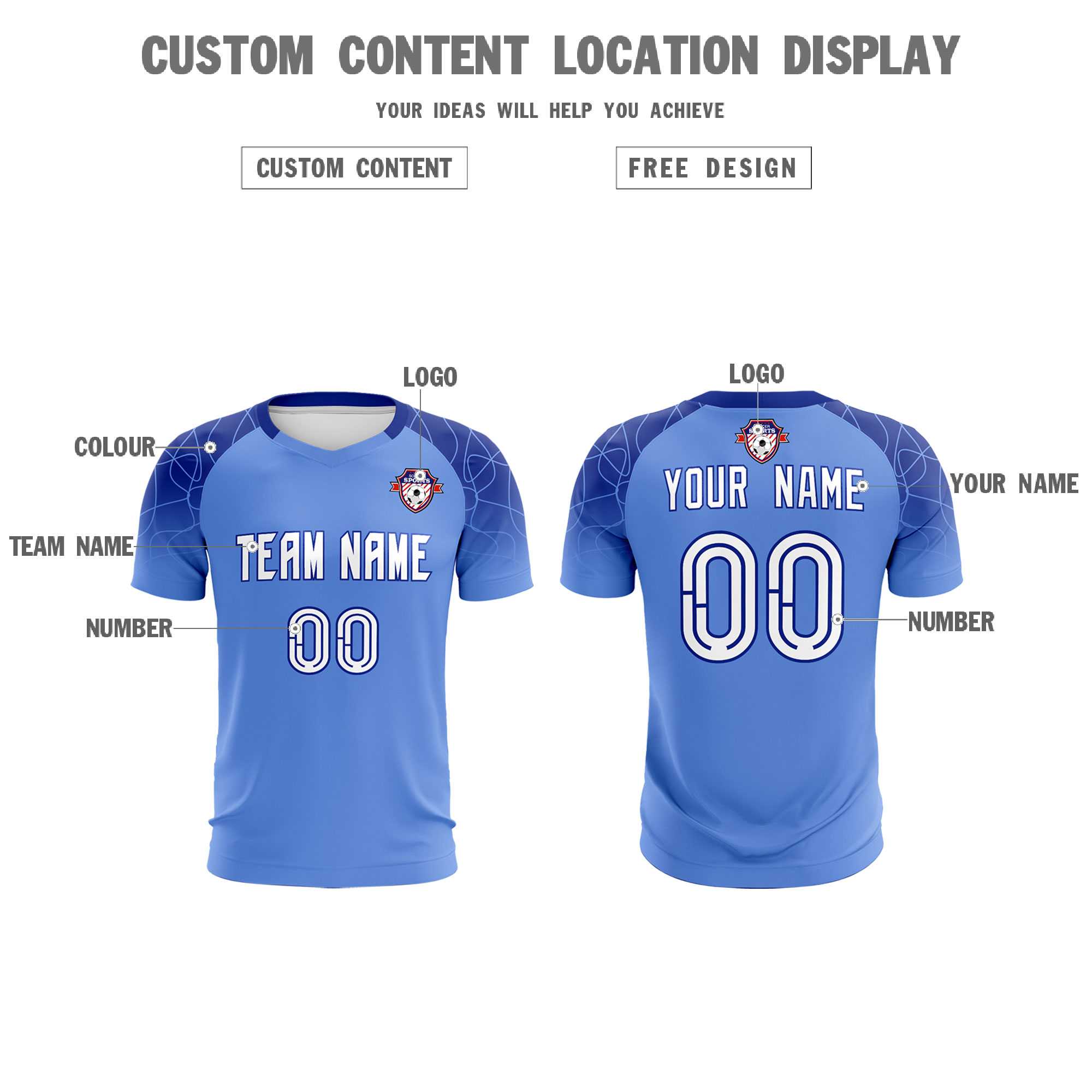 Custom Light Blue Classic Soccer Training Sets Jersey For Adults/Kids