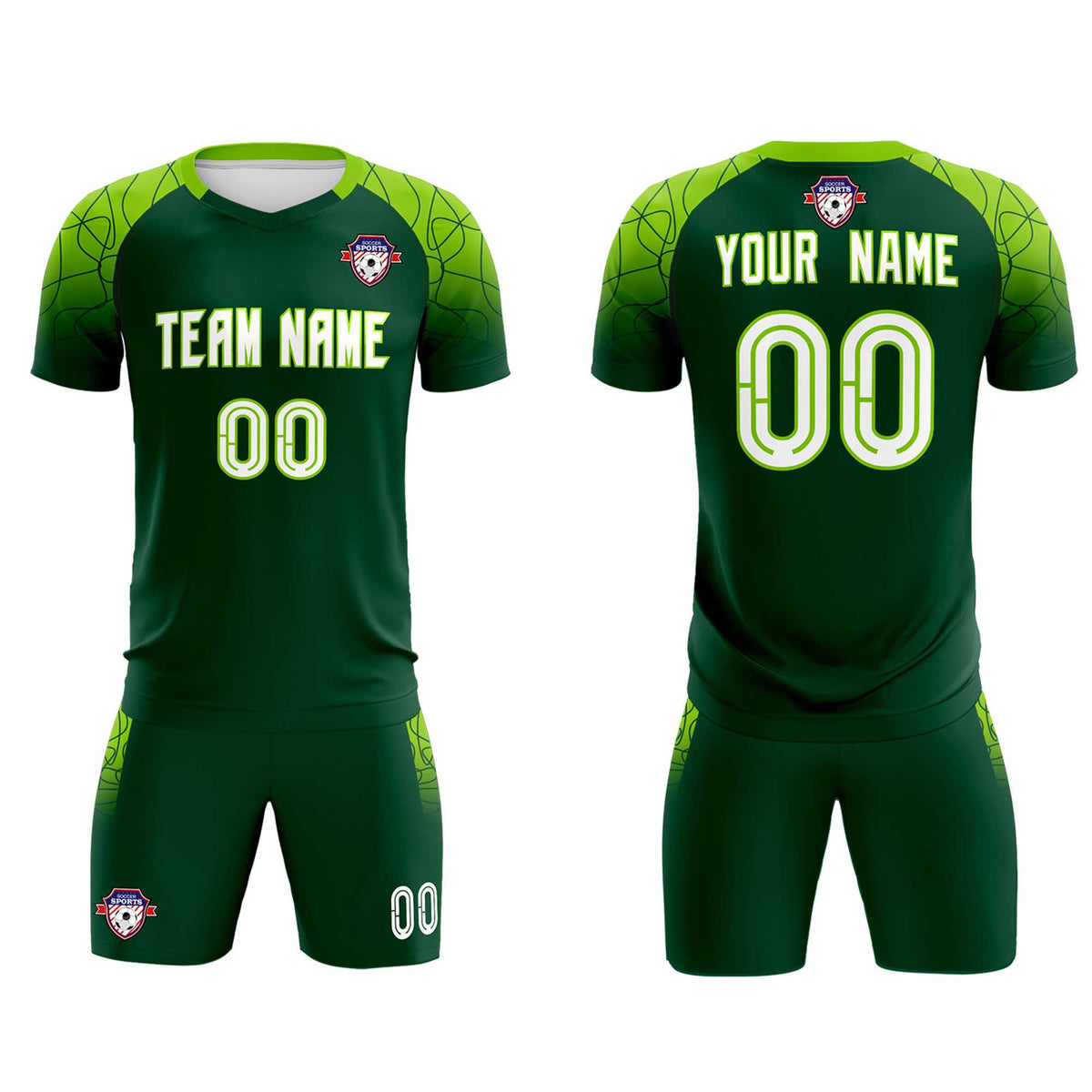Custom Green Classic Soccer Training Sets Jersey For Adults/Kids