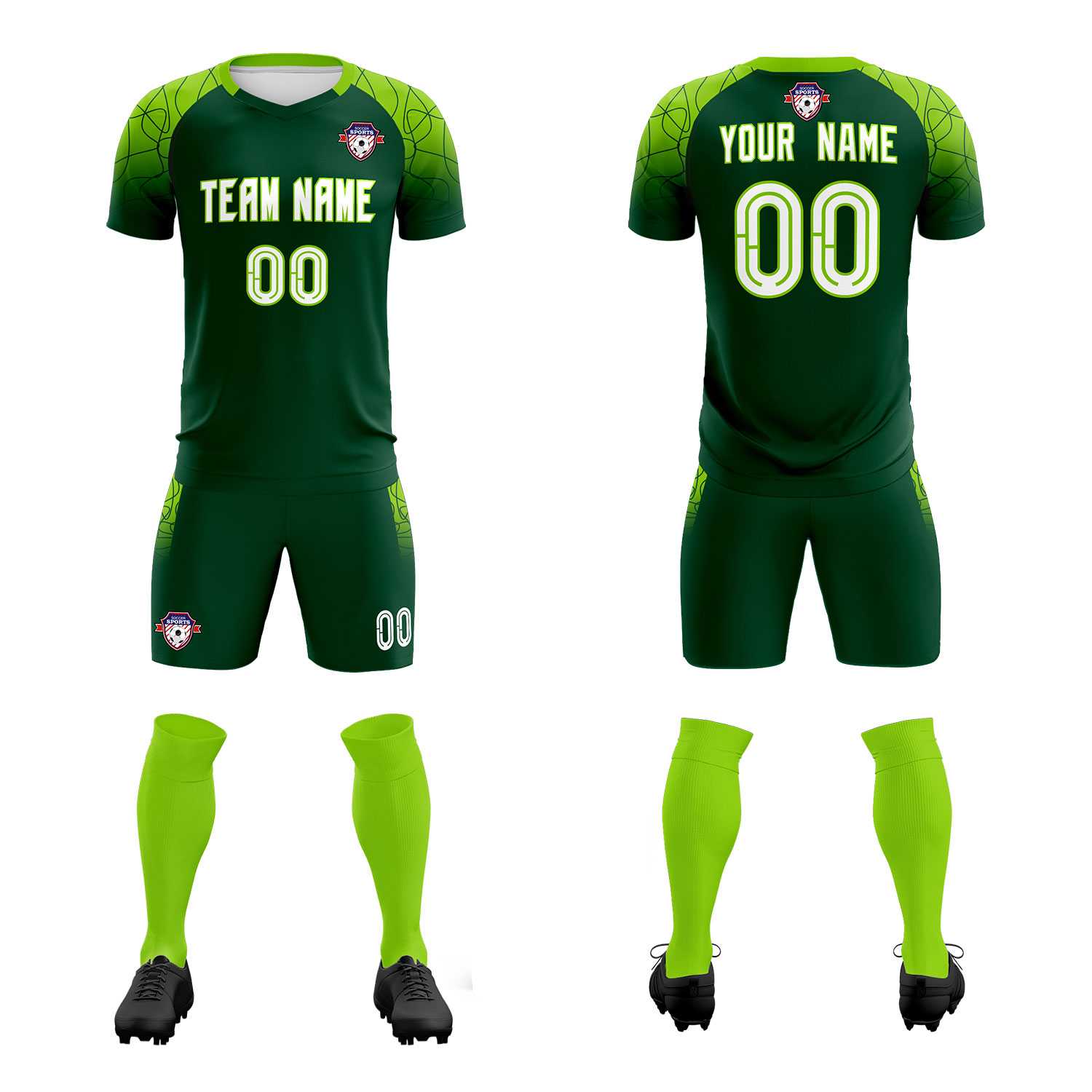 Custom Green Classic Soccer Training Sets Jersey For Adults/Kids