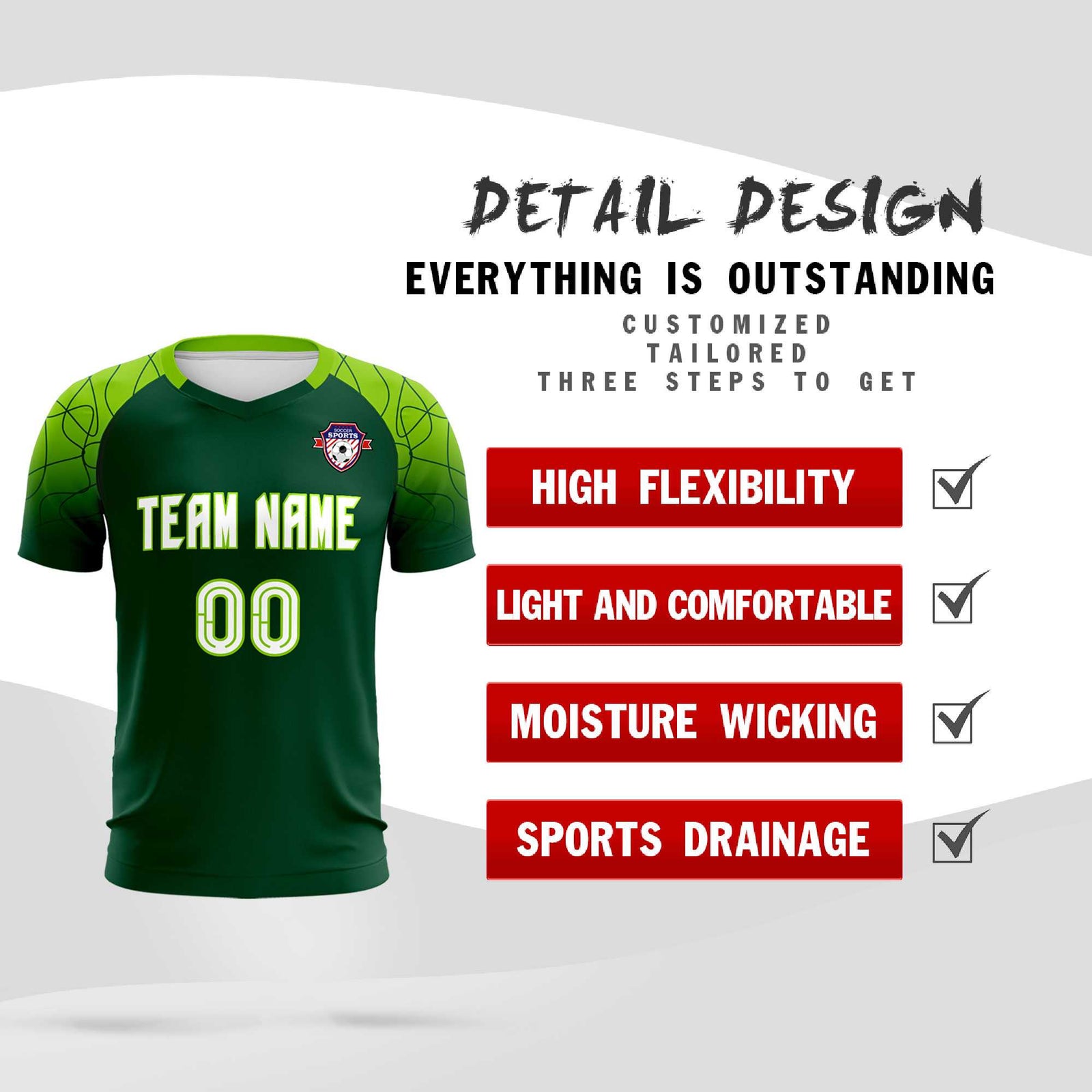 Custom Green Classic Soccer Training Sets Jersey For Adults/Kids