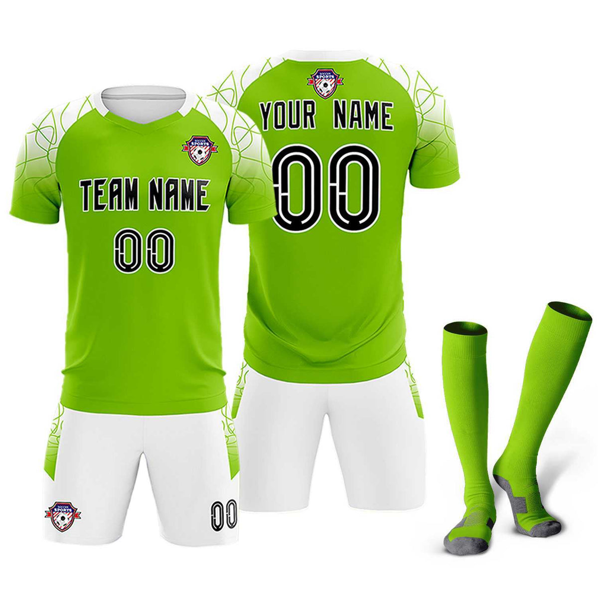 Custom Green Classic Soccer Training Sets Jersey For Adults/Kids