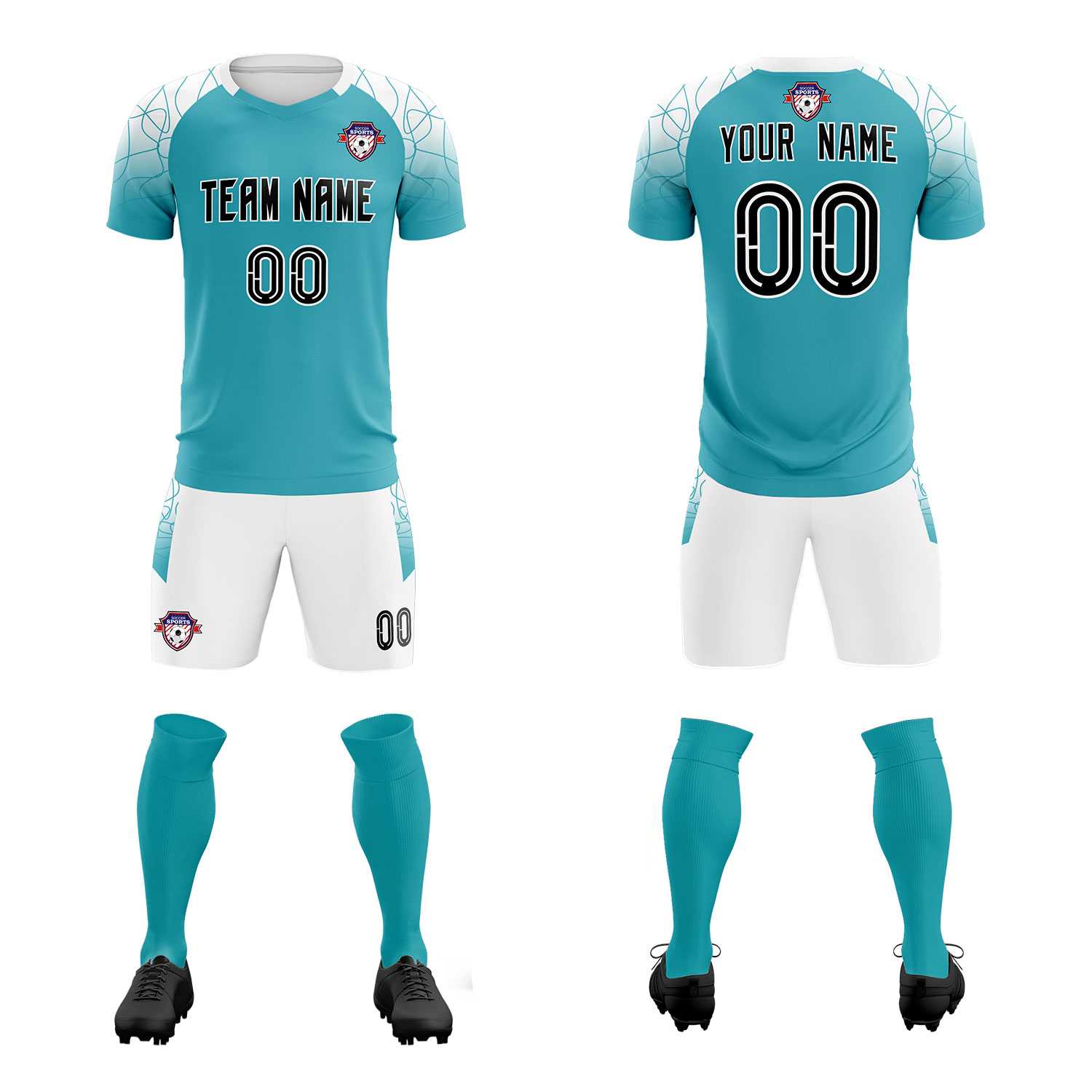 Custom Aqua Classic Soccer Training Sets Jersey For Adults/Kids