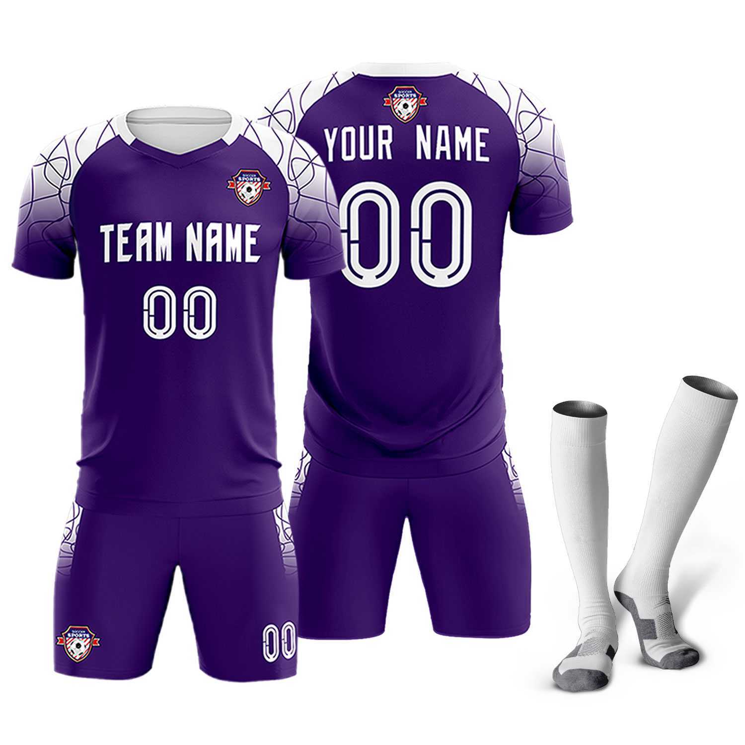 Custom Purple Classic Soccer Training Sets Jersey For Adults/Kids