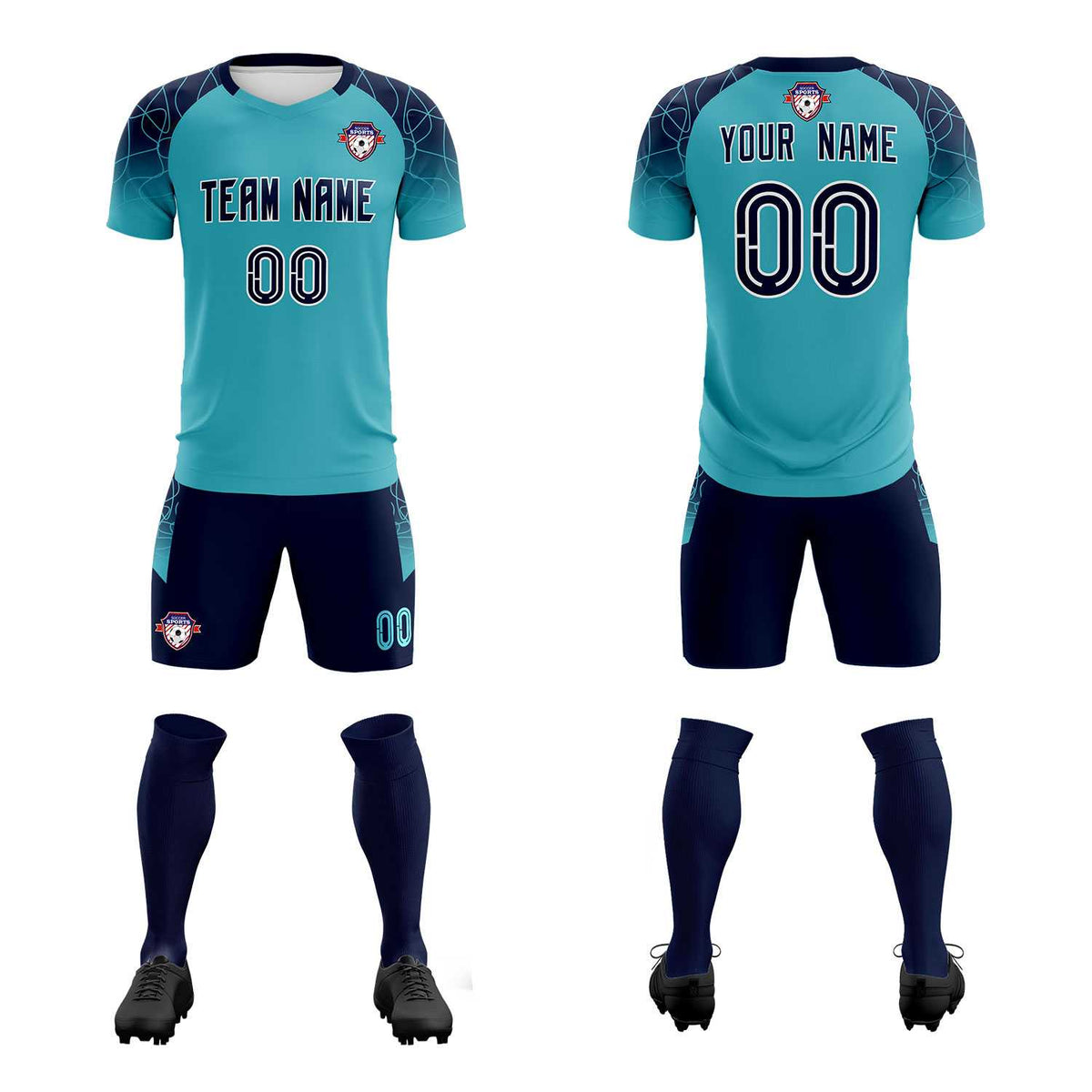 Custom Sky Blue Classic Soccer Training Sets Jersey For Adults/Kids