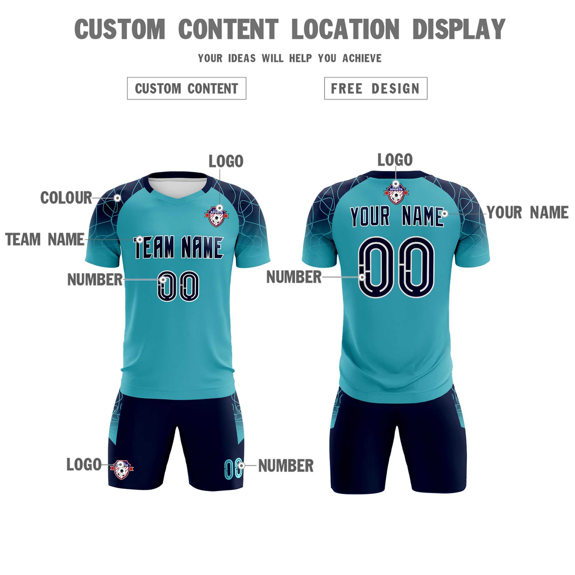 Custom Sky Blue Classic Soccer Training Sets Jersey For Adults/Kids