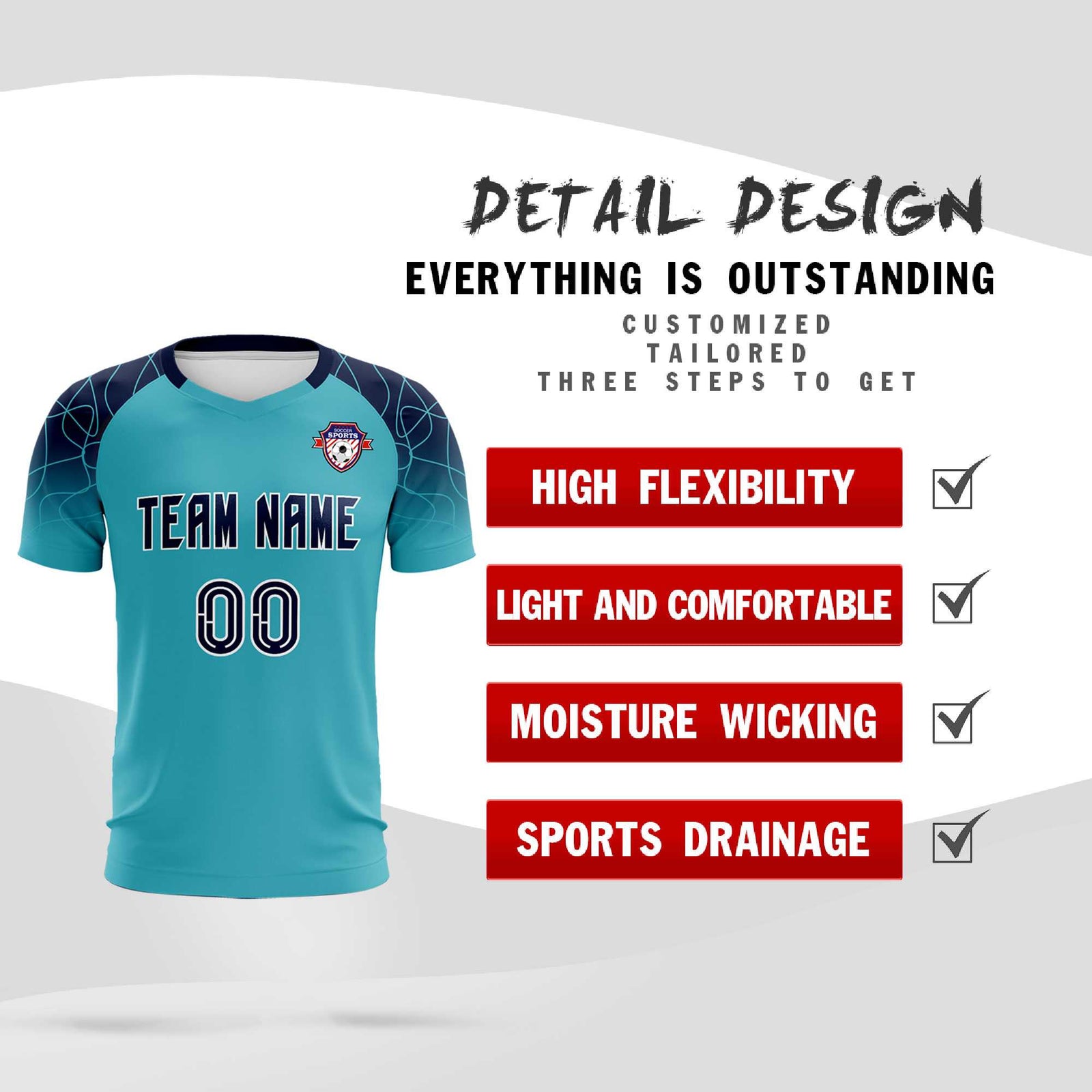 Custom Sky Blue Classic Soccer Training Sets Jersey For Adults/Kids