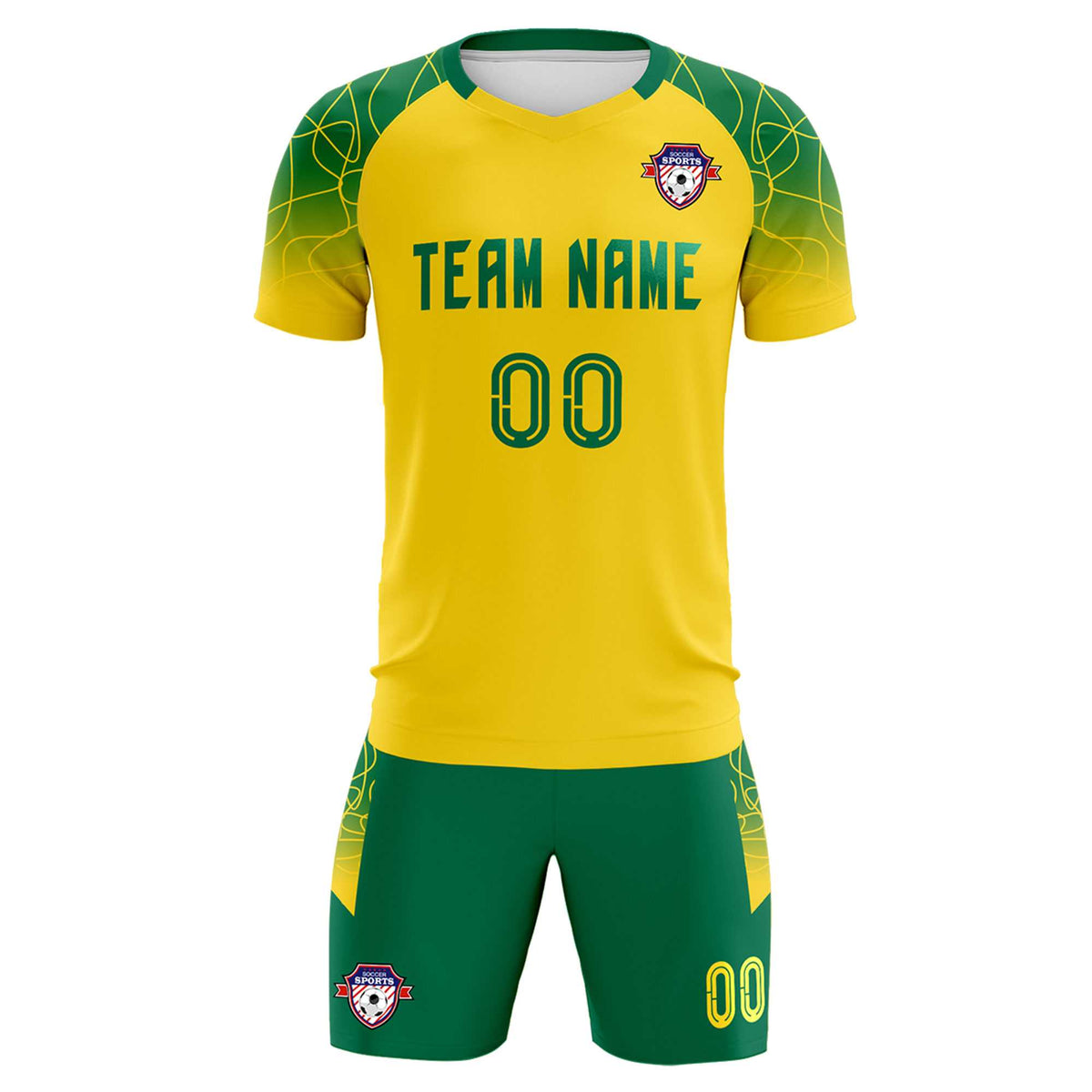 Custom Gold Classic Soccer Training Sets Jersey For Adults/Kids