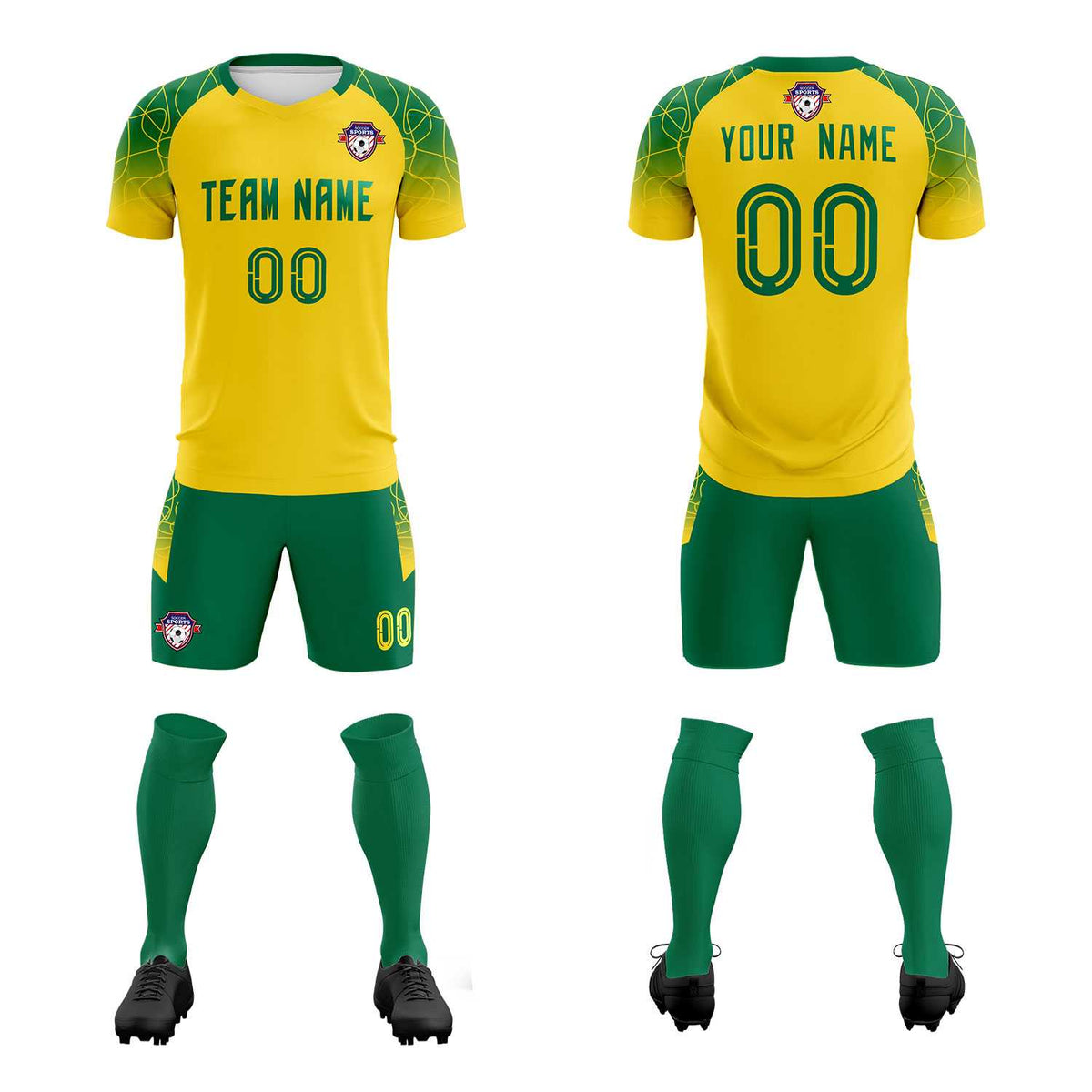 Custom Gold Classic Soccer Training Sets Jersey For Adults/Kids