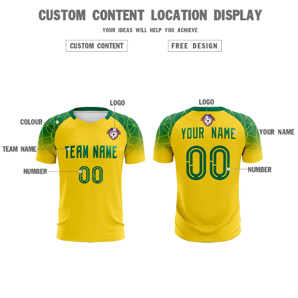 Custom Gold Classic Soccer Training Sets Jersey For Adults/Kids