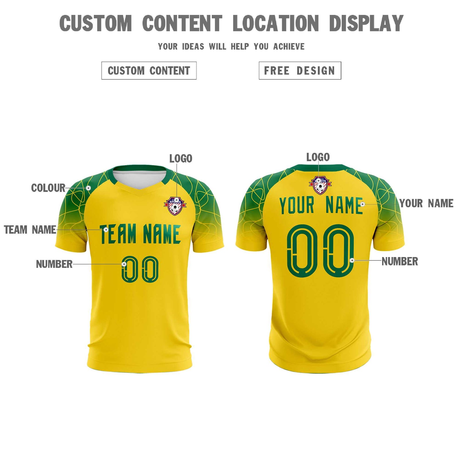 Custom Gold Classic Soccer Training Sets Jersey For Adults/Kids