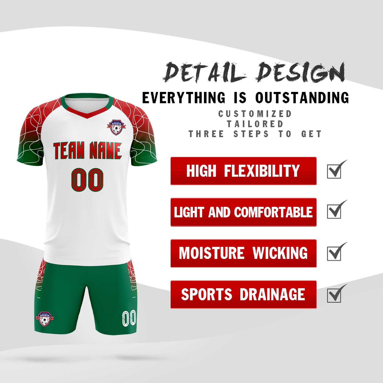 Custom White Classic Soccer Training Sets Jersey For Adults/Kids